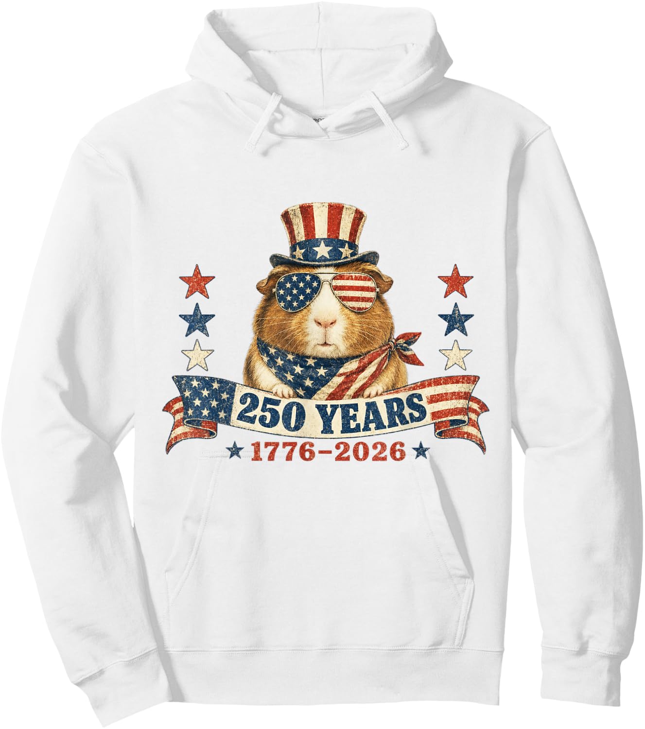 Funny USA Independence Day Patriotic 4th of July Guinea Pig Hoodie - Hoodie | White