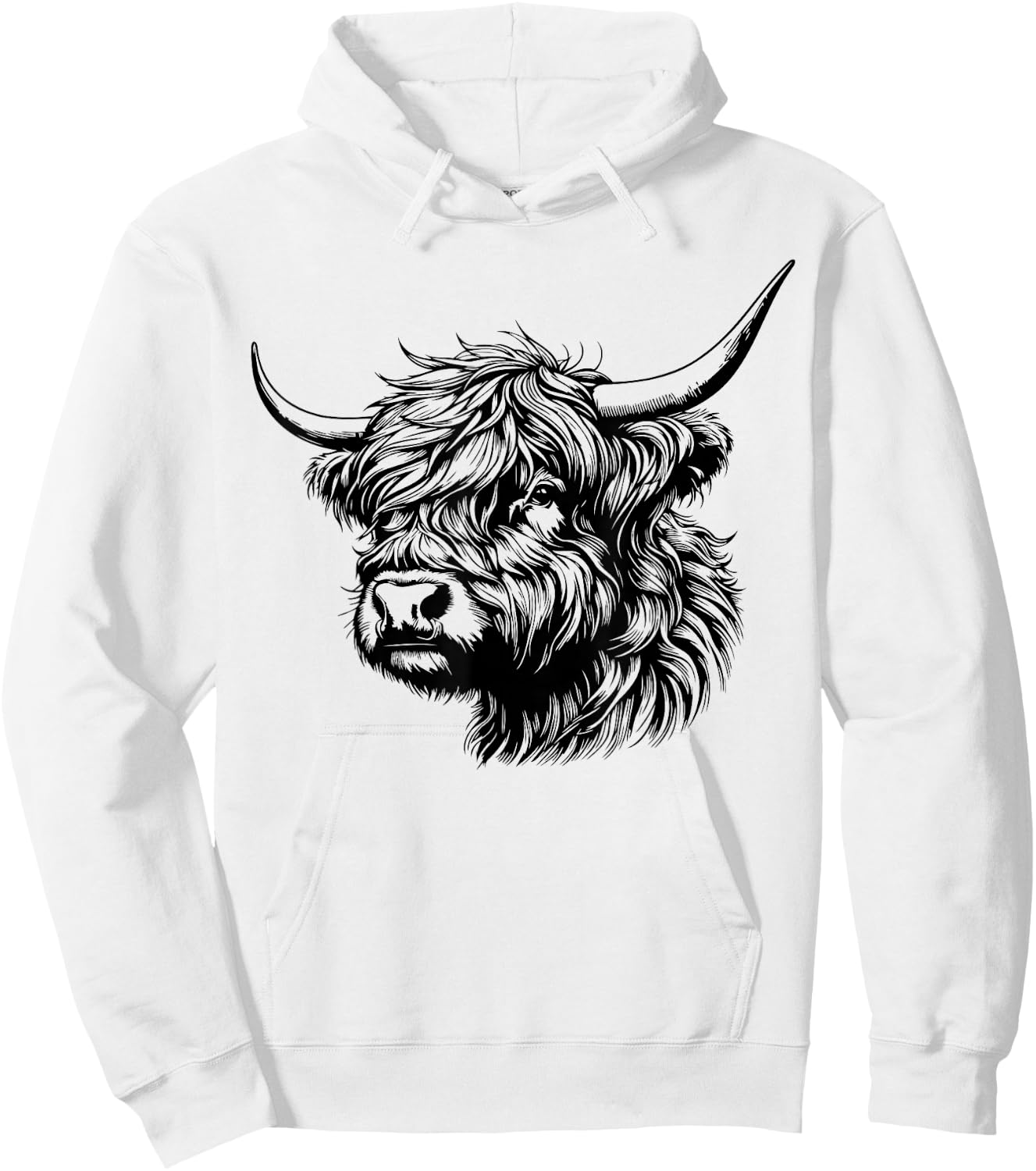 Scottish Highland Cow Head Calf Animal Cute Highland Cow Hoodie - Hoodie | White