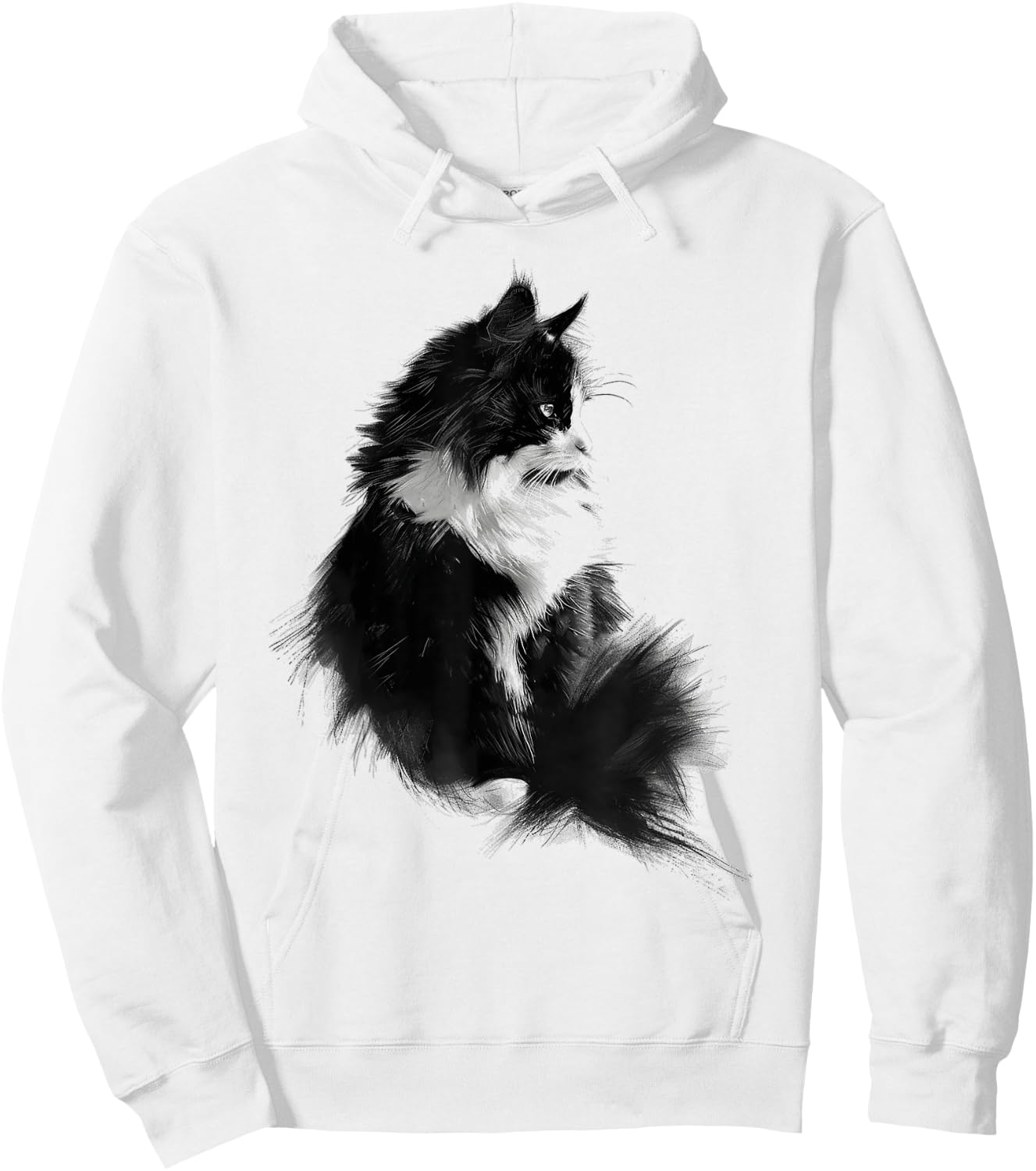 Cat Abstract Graphic Drawing Illustration Animal Cat Women Kids Hoodie - Hoodie | White
