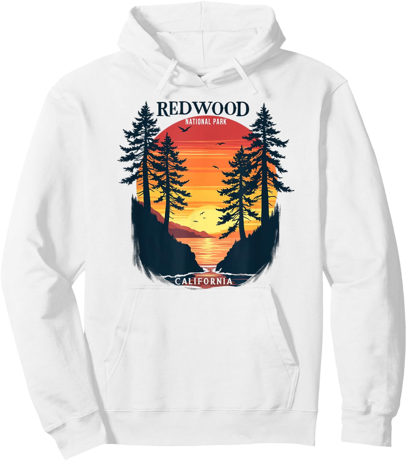 Redwood National Park California Sunset Hoodie - Hoodie | White