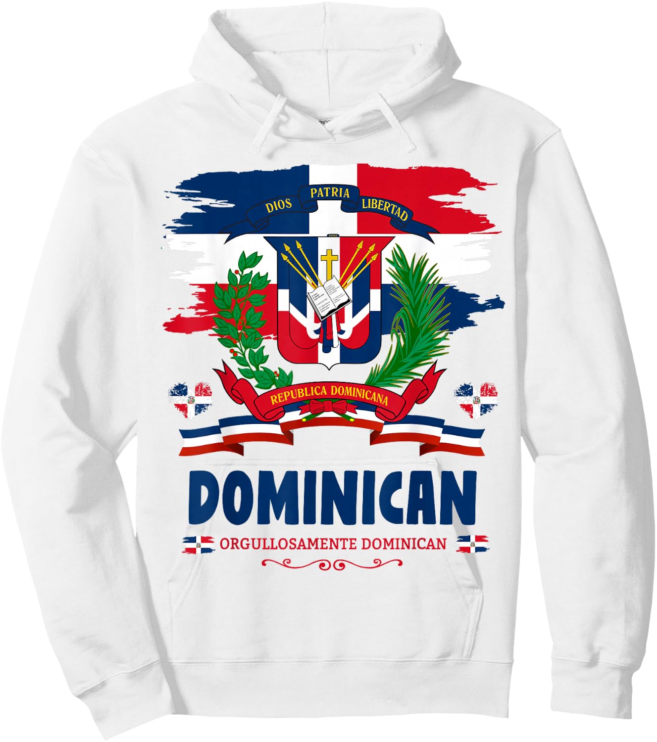 Coat of Arms Republica Dominicana For Kids & Dominican Flag Hoodie - Hoodie | White