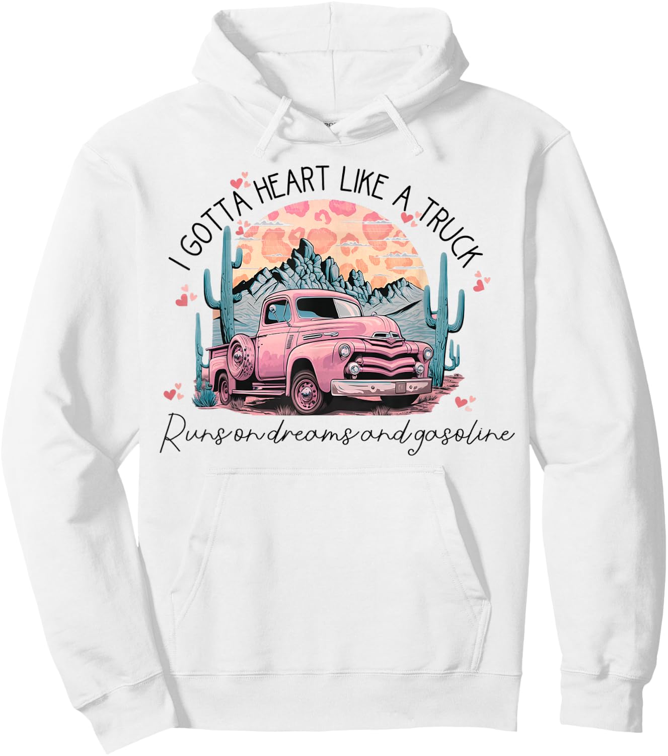 Gotta Heart-Like A Truck Western Country Western Truck Hoodie - Hoodie | White