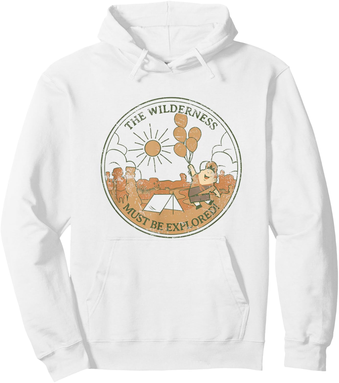 Disney Pixar Up The Wilderness Must Be Explored Distressed Hoodie - Hoodie | White