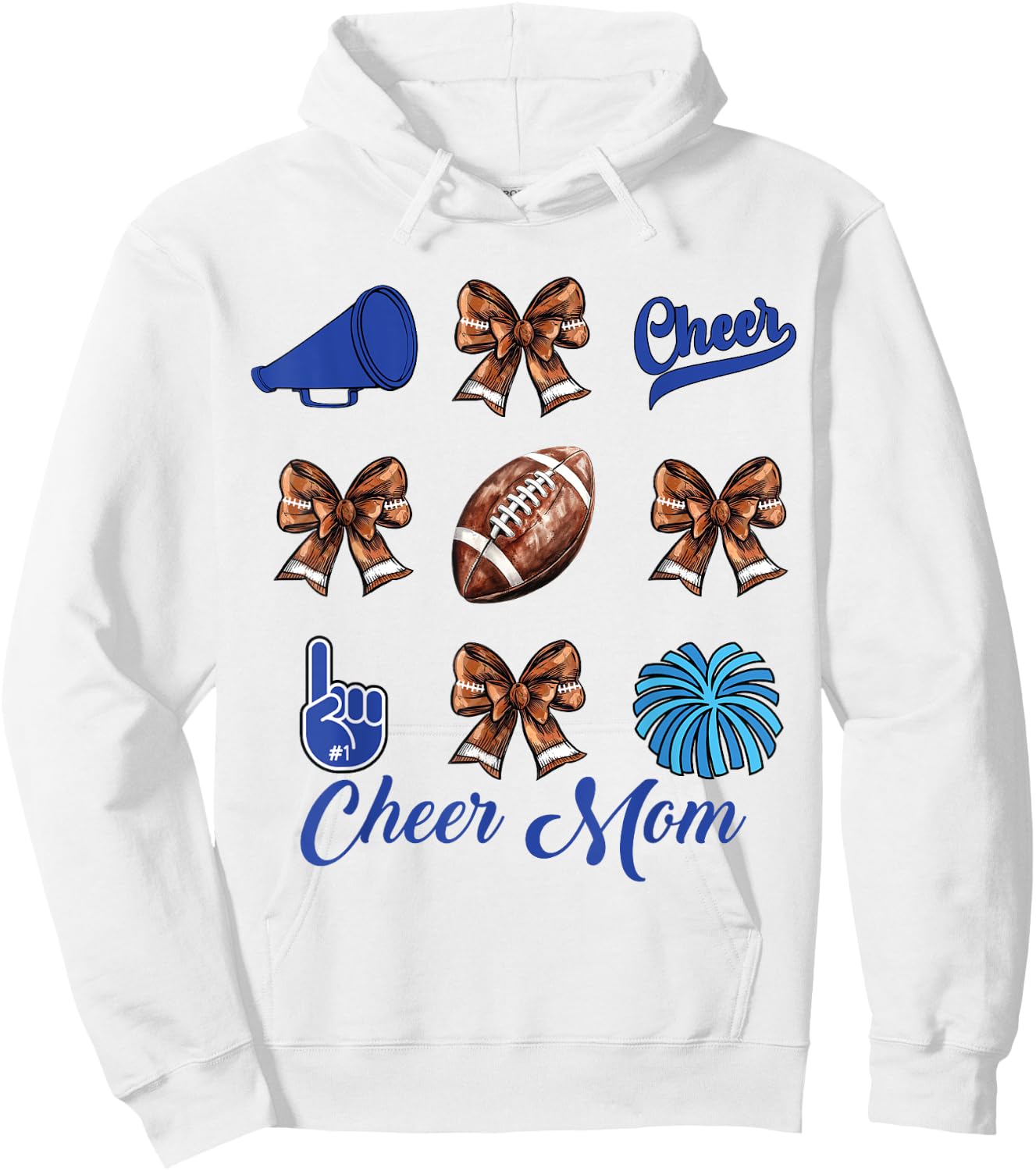 Cheer Mom Football Coquette Bow Cheerleading Mama Hoodie - Hoodie | White