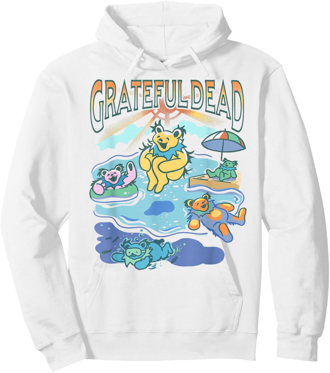 Grateful Dive Summertime Swimming Bears Vintage Band Hoodie - Hoodie | White