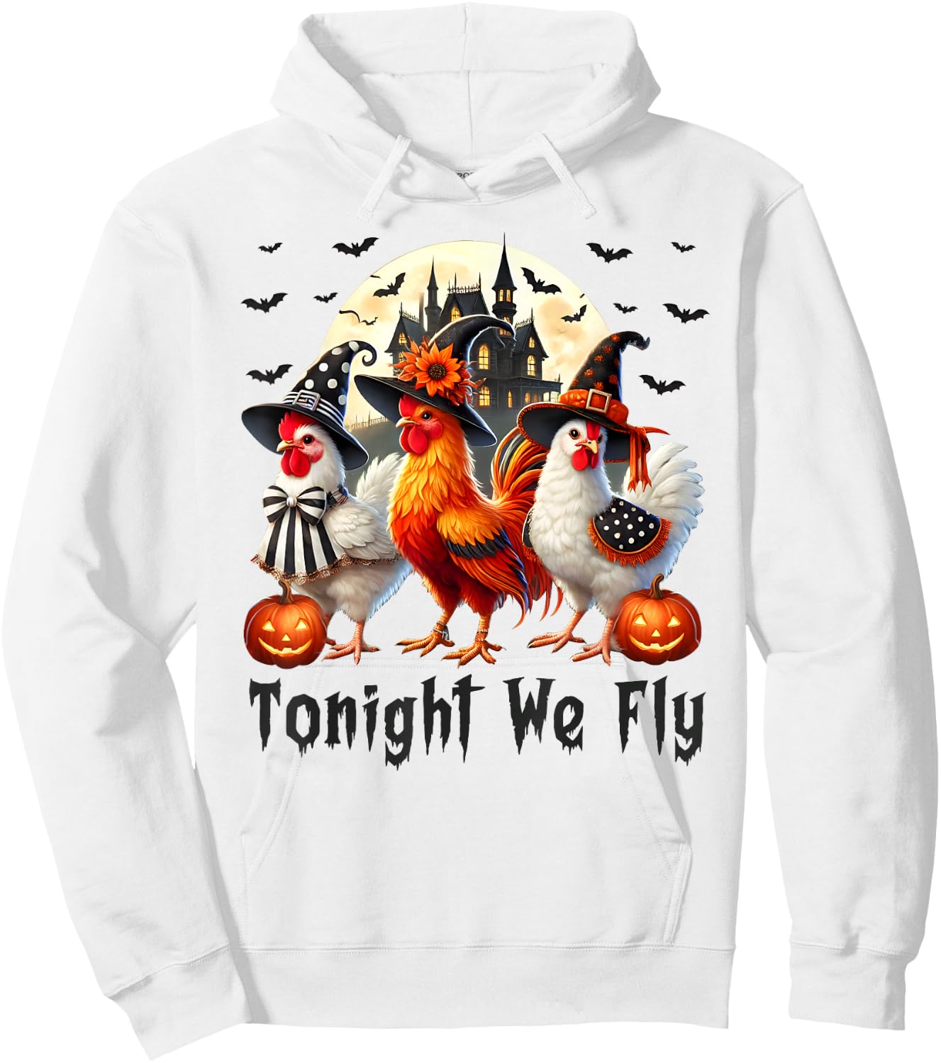 Tonight We Fly Chicken Farm Animal Lover Halloween Hoodie - Hoodie | White