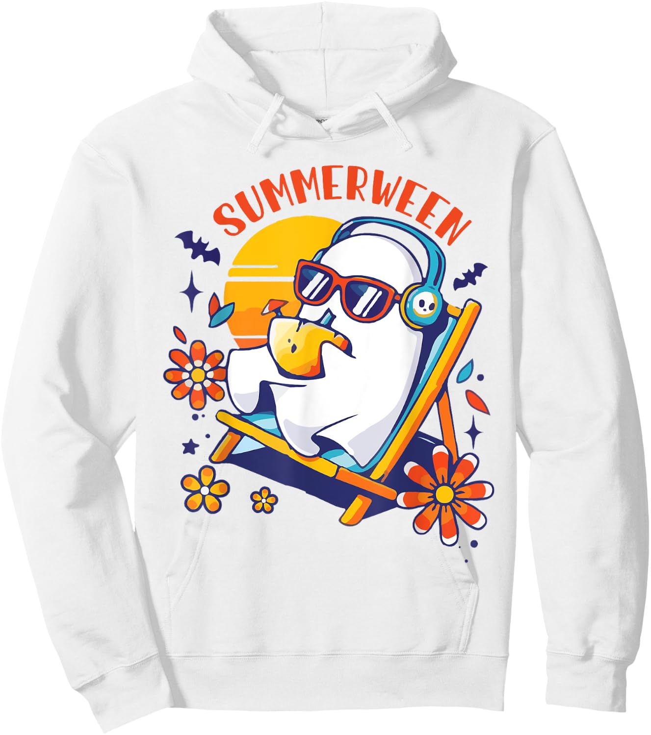 Summerween Cute Spooky Summer Ghost Halloween Lover Hoodie - Hoodie | White