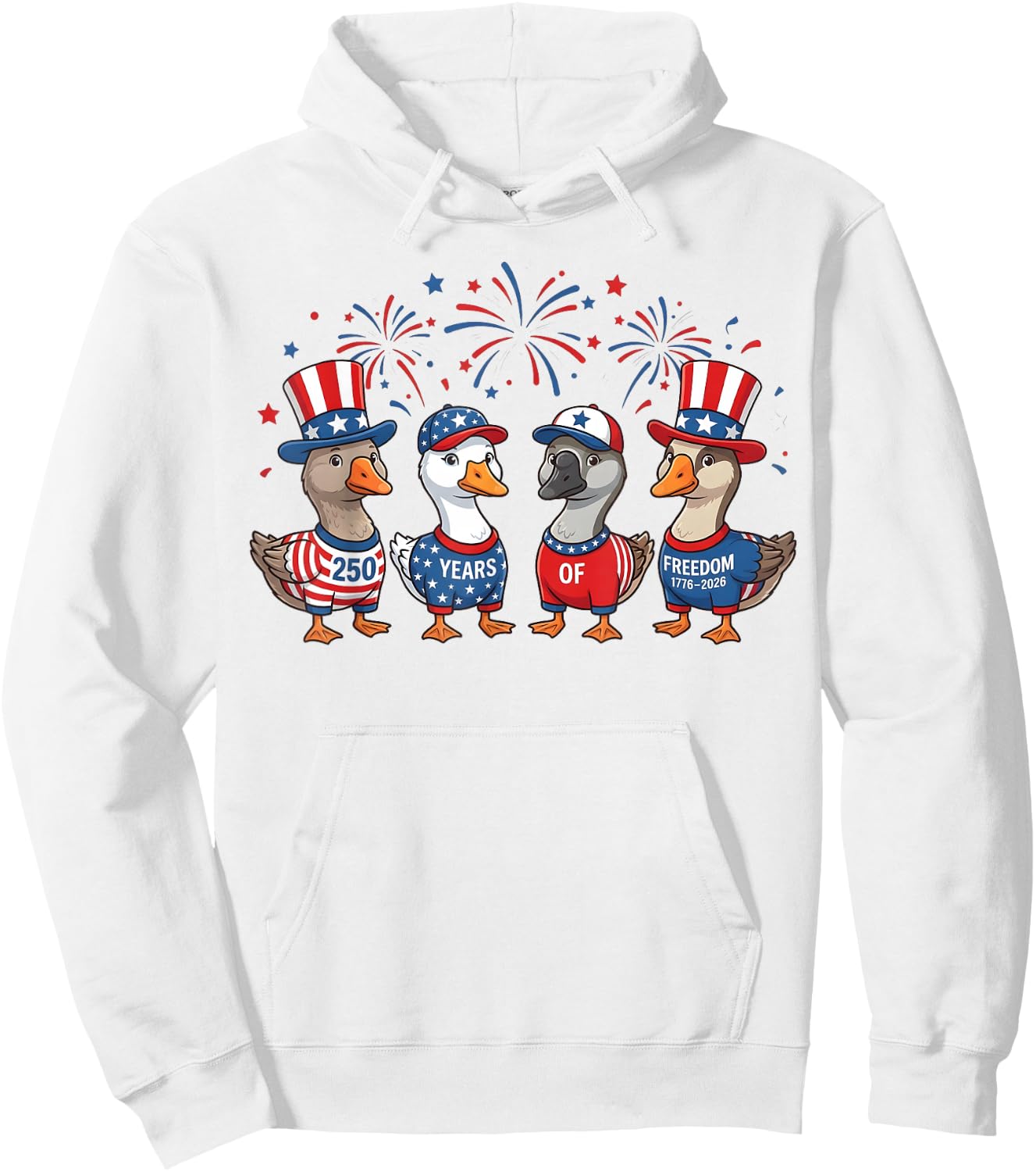 250 Gooses Anniversary Patriotic American Independence Day Hoodie - Hoodie | White