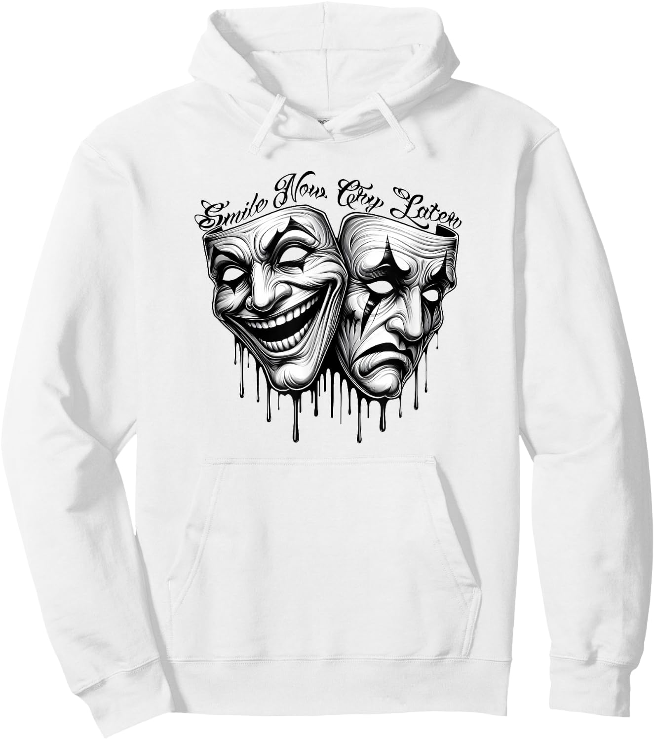 Smile Now CRY Later Payaso Chicano Art Gangster Cholo Hoodie - Hoodie | White