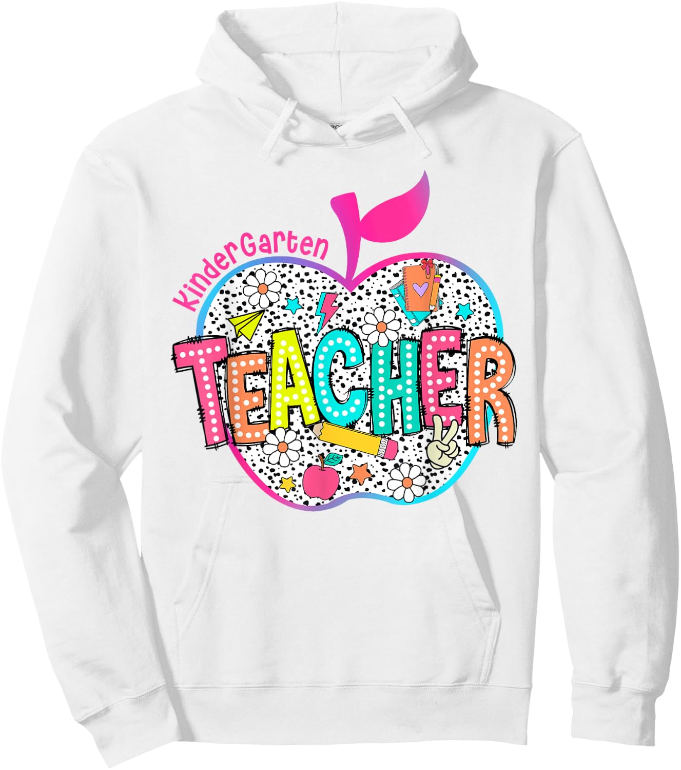 Kindergarten Teacher Back To School Apple Dalmatian Dots Hoodie - Hoodie | White