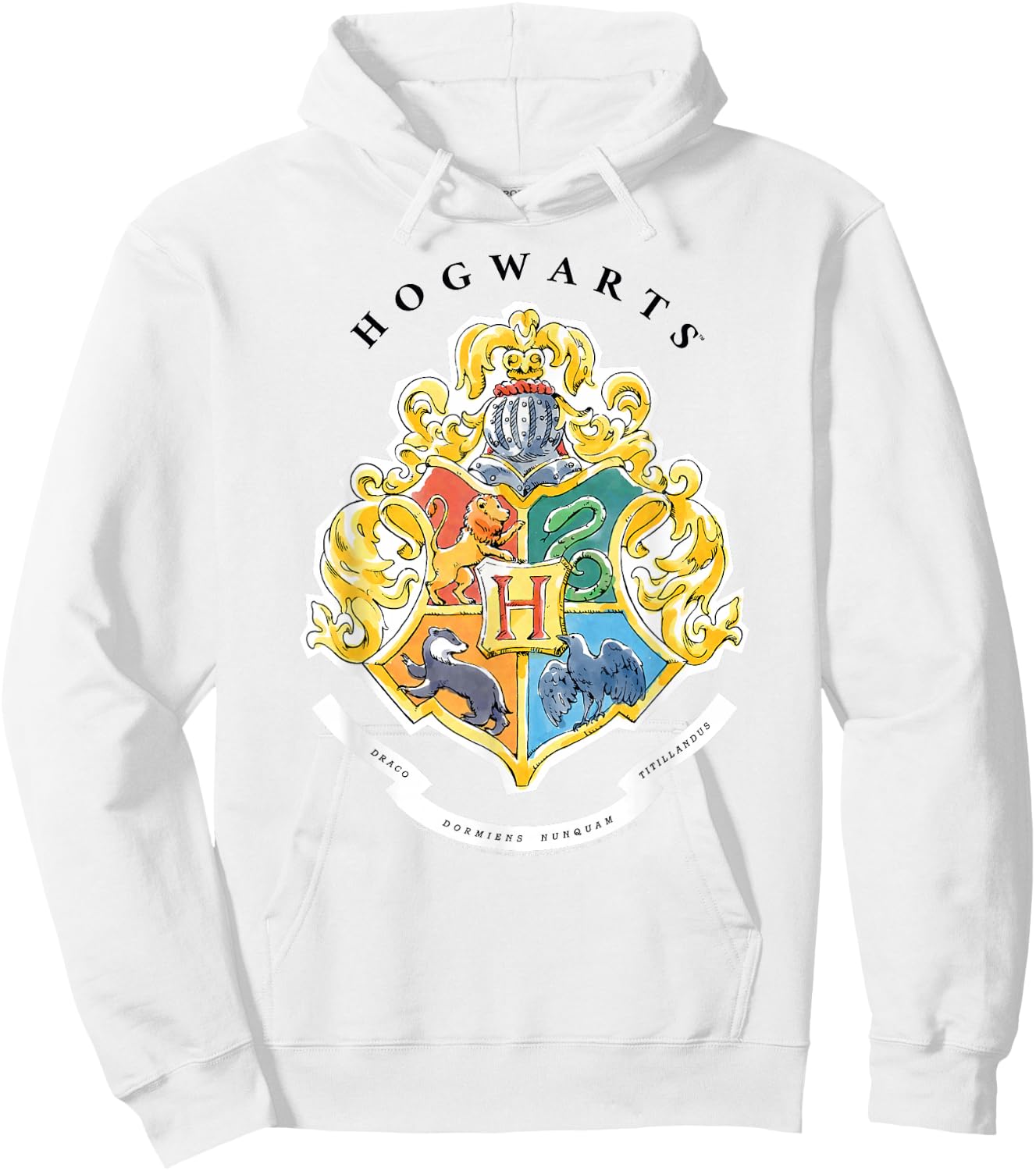 Harry Potter Hogwarts Crest in Watercolours Hoodie - Hoodie | White