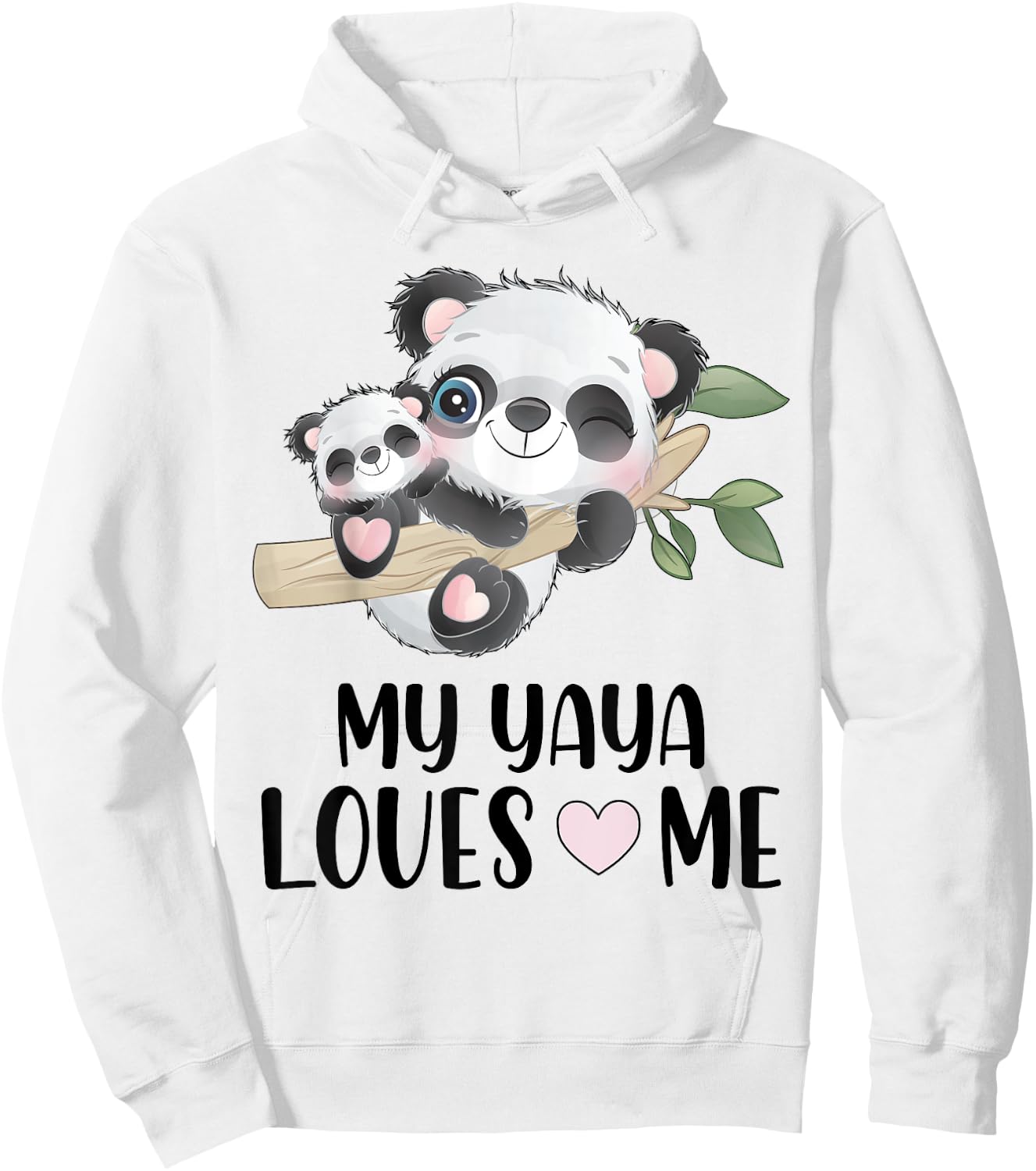 Gift Grandson Granddaughter | Pandas My Yaya Loves Me Hoodie - Hoodie | White