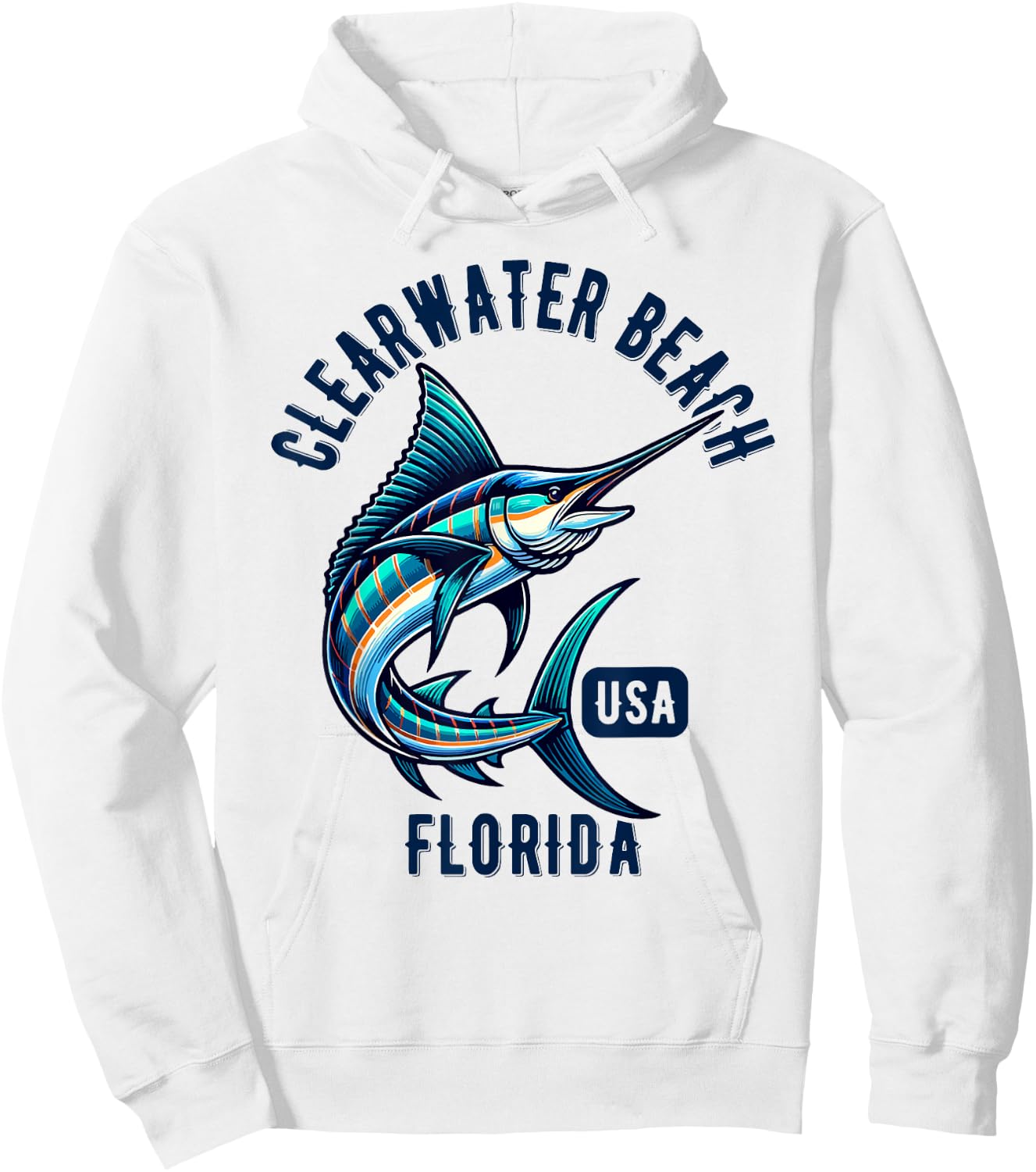 Clearwater Beach Florida USA Fishing Design Women Kids Hoodie - Hoodie | White