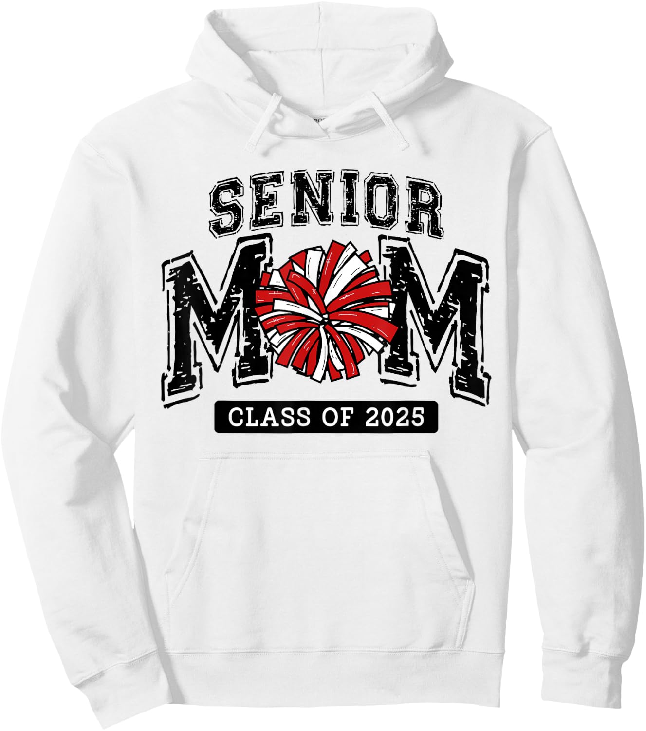 Senior Mom 2025 Cheer Mama Class Of 2025 Funny Graduation Hoodie - Hoodie | White