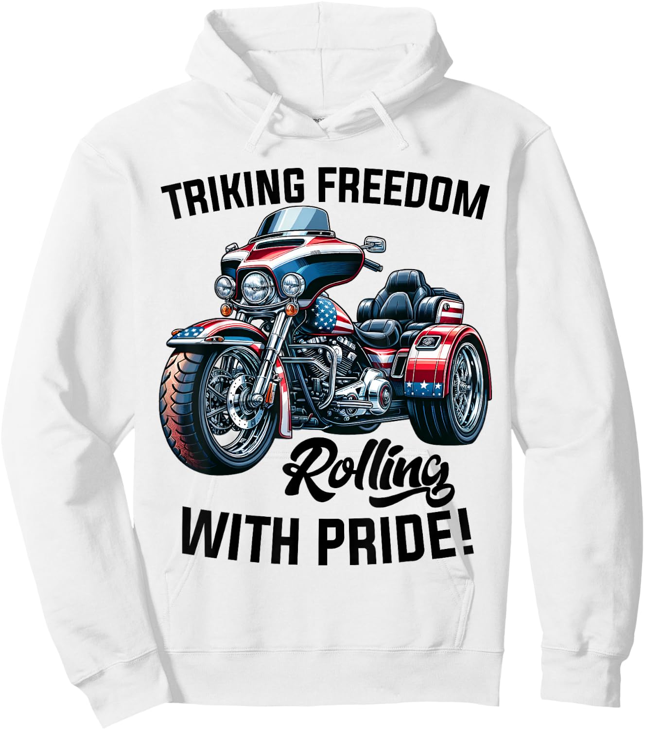 USA Trike Motorcycle Patriotic American Flag Trike Dad Hoodie - Hoodie | White