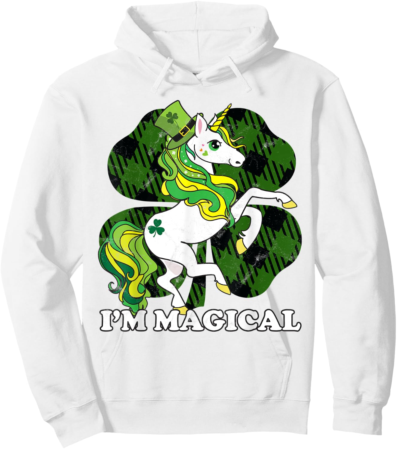 Unicorn Plaid St Patricks Day Magical Lepricorn Girl Women Hoodie - Hoodie | White