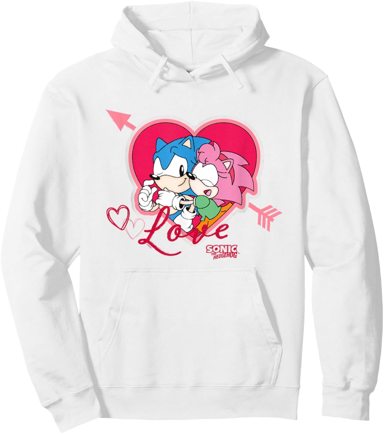 Sonic The Hedgehog Valentine's Day Sonic Amy Love Big Logo Hoodie - Hoodie | White