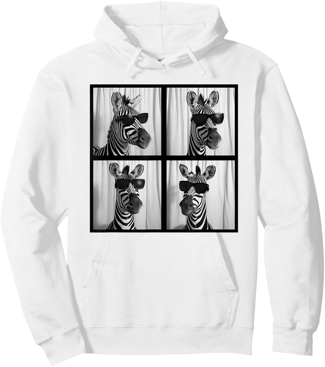 Zebra With Sunglasses Zoo Lover Funny Safari Animal Photo Hoodie - Hoodie | White