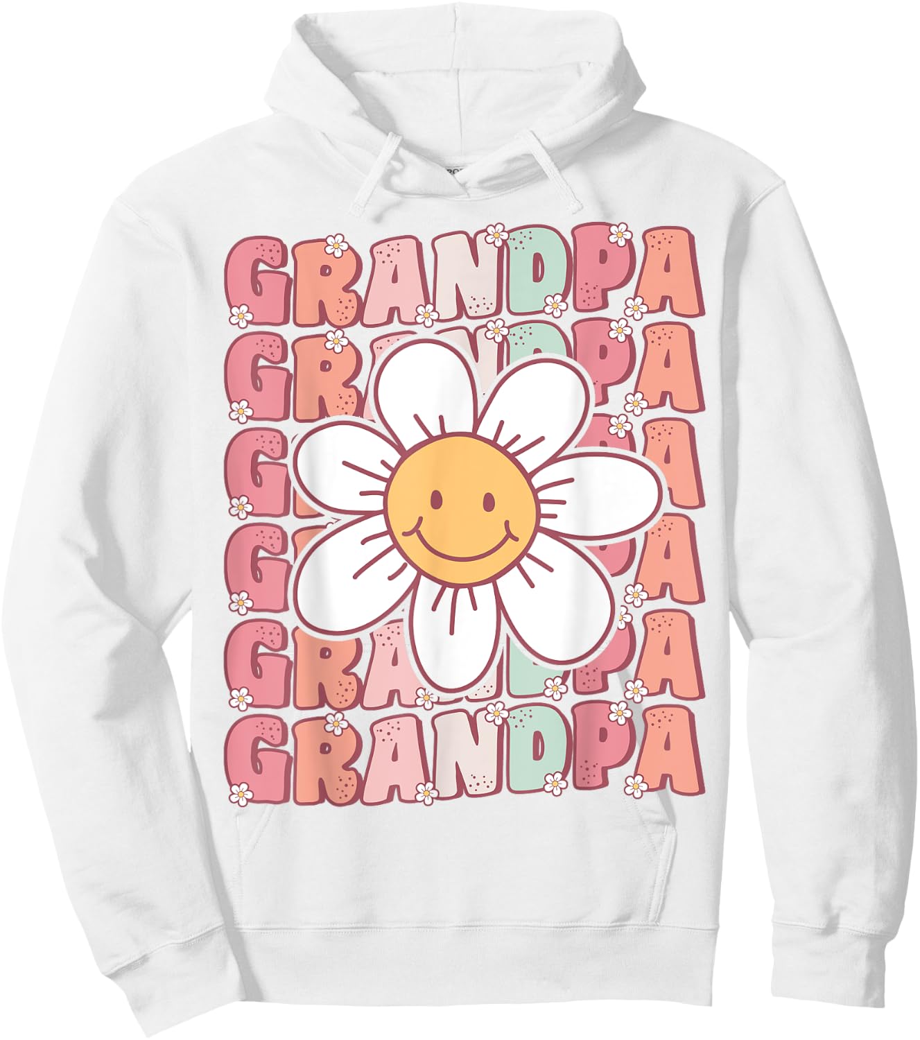 Groovy Grandpa Matching Family Birthday Party Daisy Flower Hoodie - Hoodie | White