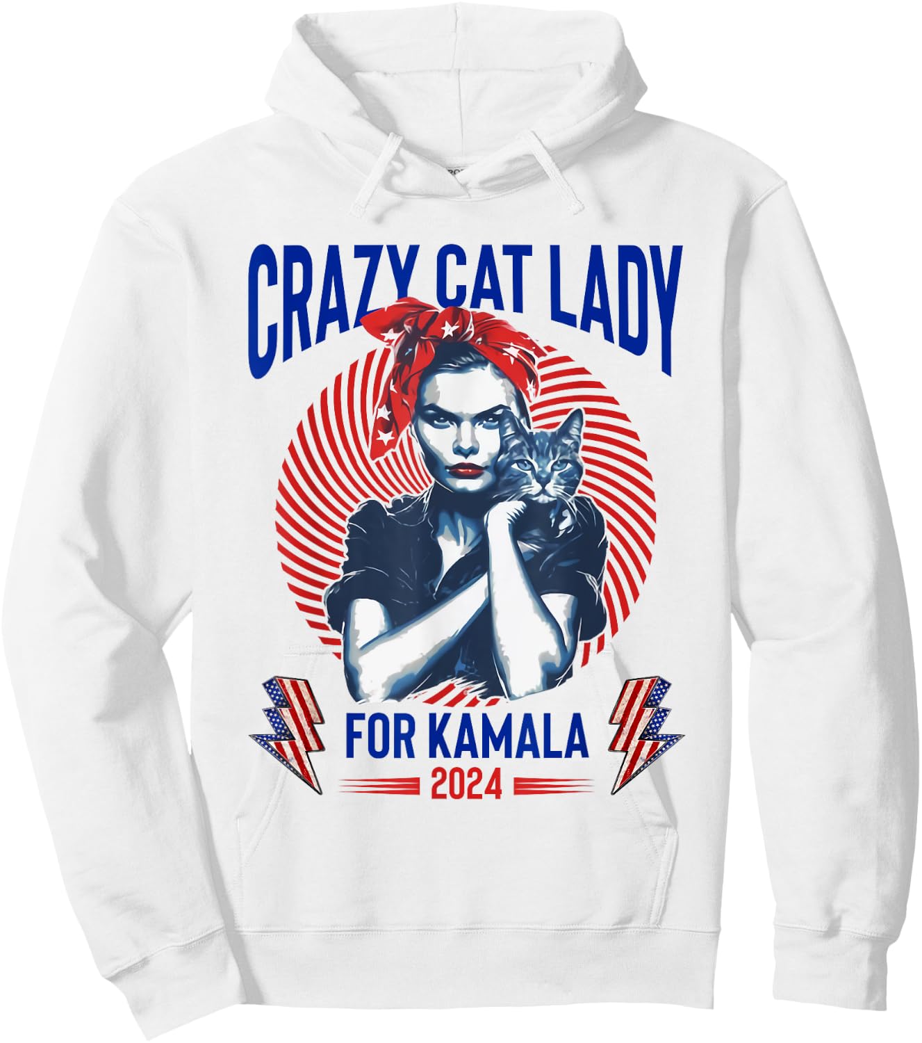 Crazy Cat Lady For Kamala 2024 Kamala Election 2024 Vote Hoodie - Hoodie | White