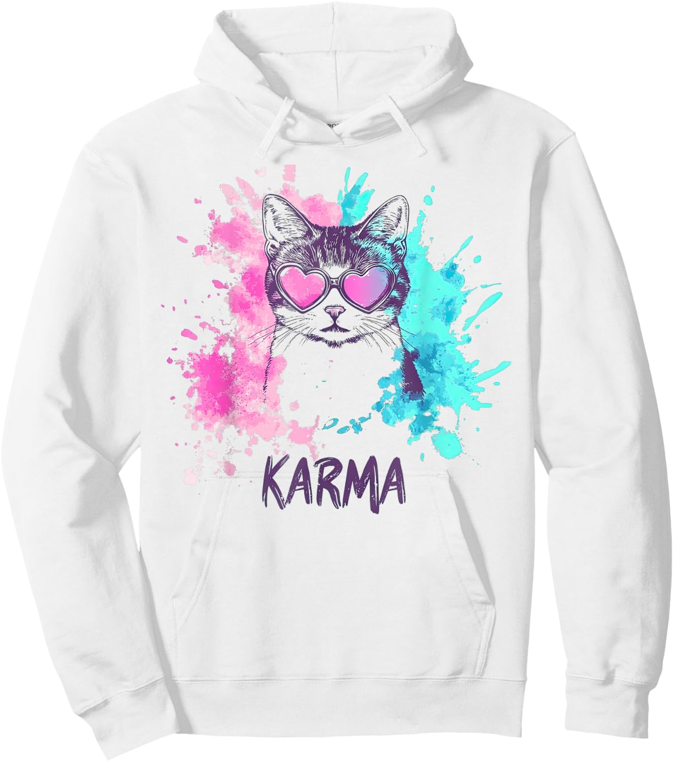 Vintage Cat Karma lovers For Teens Girls Women Men Hoodie - Hoodie | White