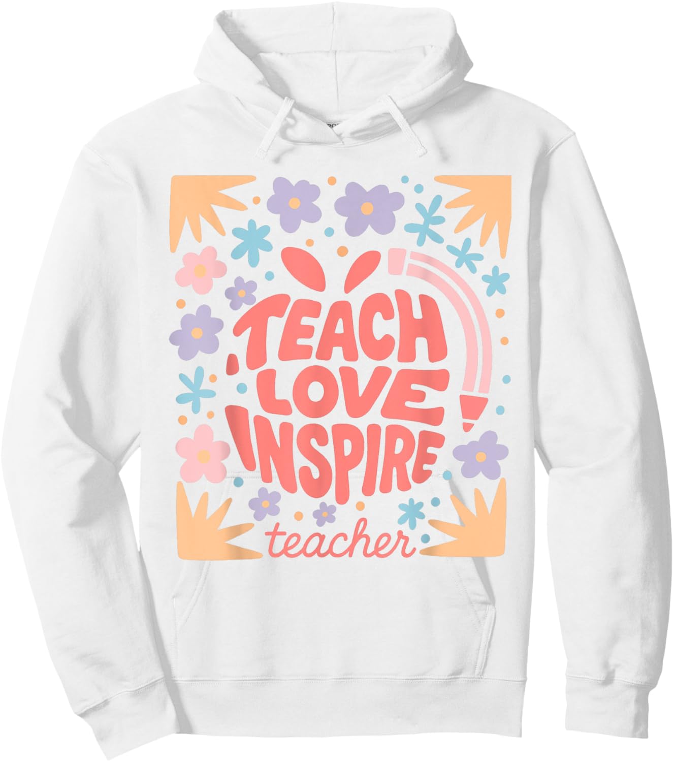 Boho Back to School Teacher Appreciation Flower Teacher Hoodie - Hoodie | White
