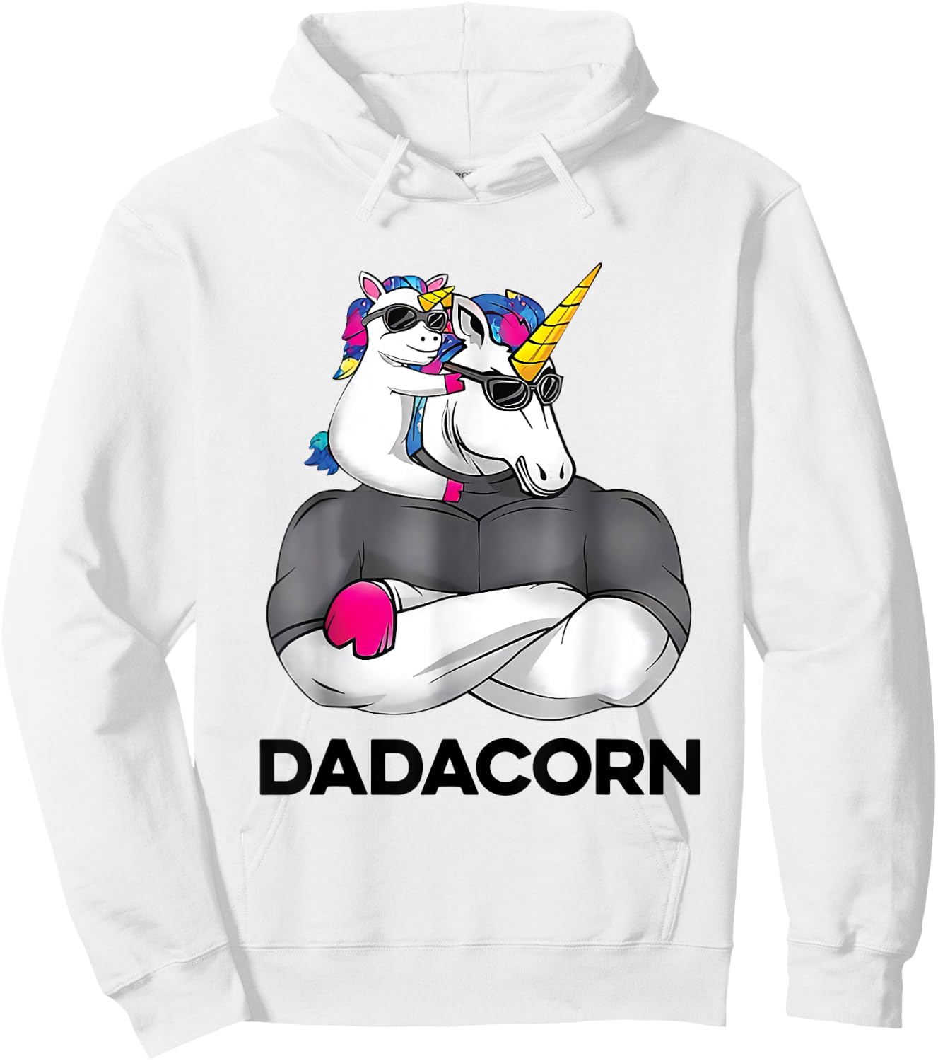 Fathers Day Gift Unicorn Dad Shirt Funny Dadacorn Men Hoodie - Hoodie | White