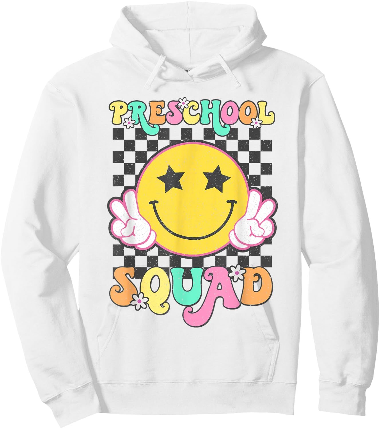 Preschool Squad Smile Retro Back To School Hoodie - Hoodie | White