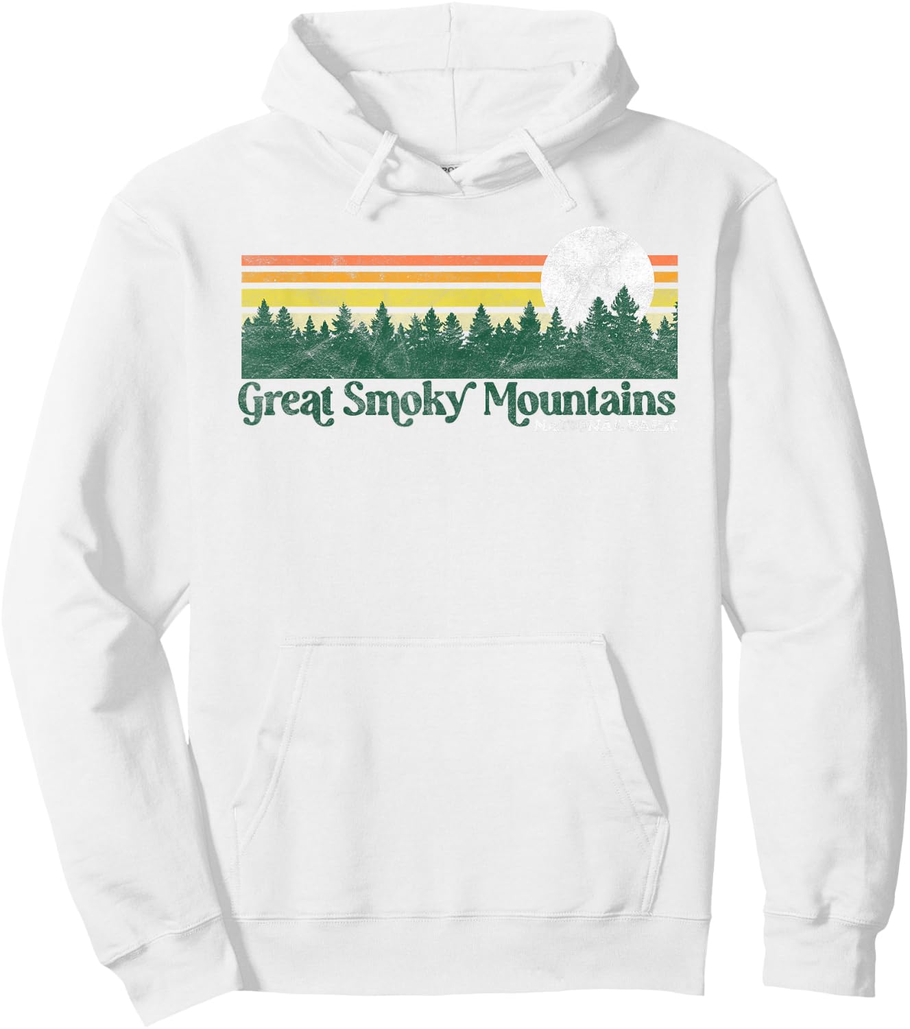 Great Smoky Mountains National Park Vintage Distressed 80s Hoodie - Hoodie | White