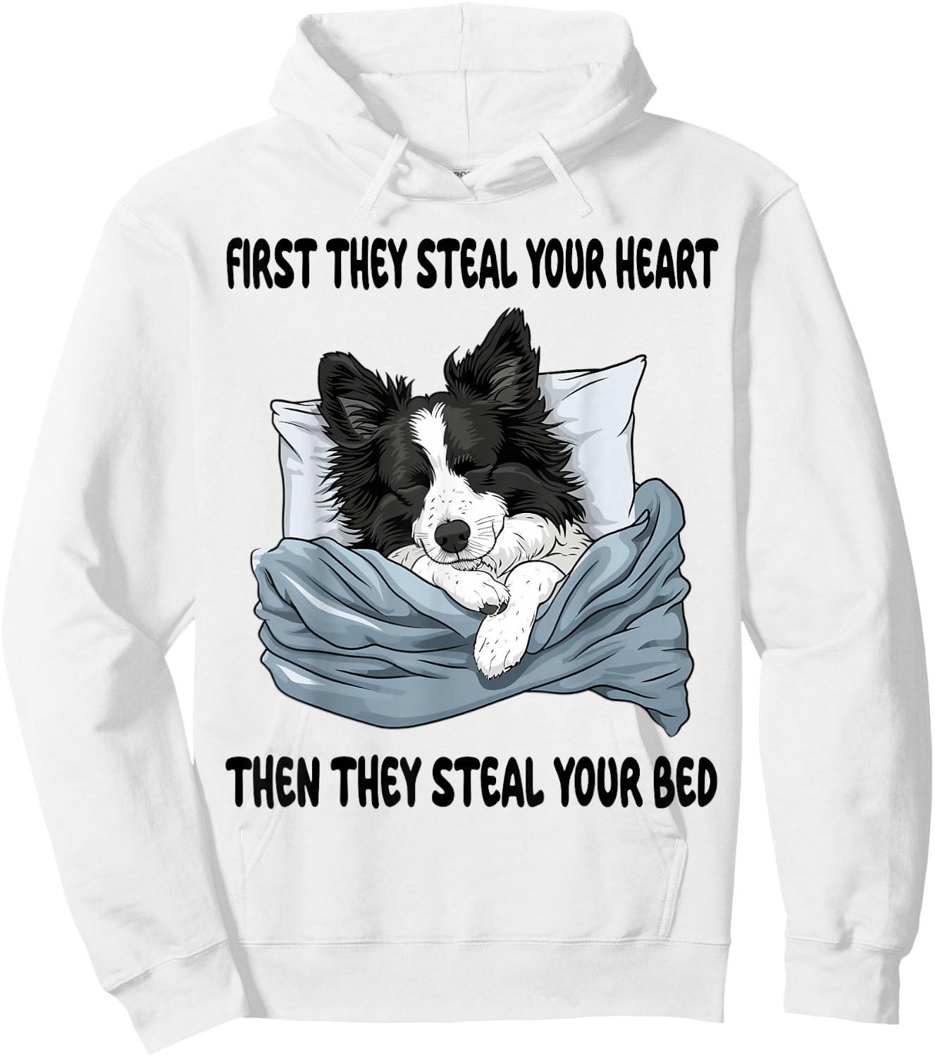 Border Collie Sleeping Pajamas Nightgown Hoodie - Hoodie | White