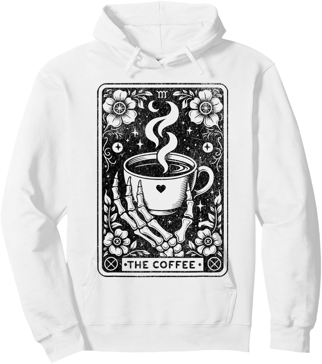 The Coffee Tarot Cards Skeleton Coffee Gifts Tarot Card Hoodie - Hoodie | White
