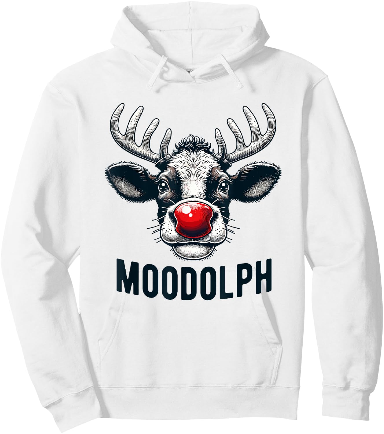 Funny Moodolph Cow Dairy Farmer Christmas Pun Hoodie - Hoodie | White