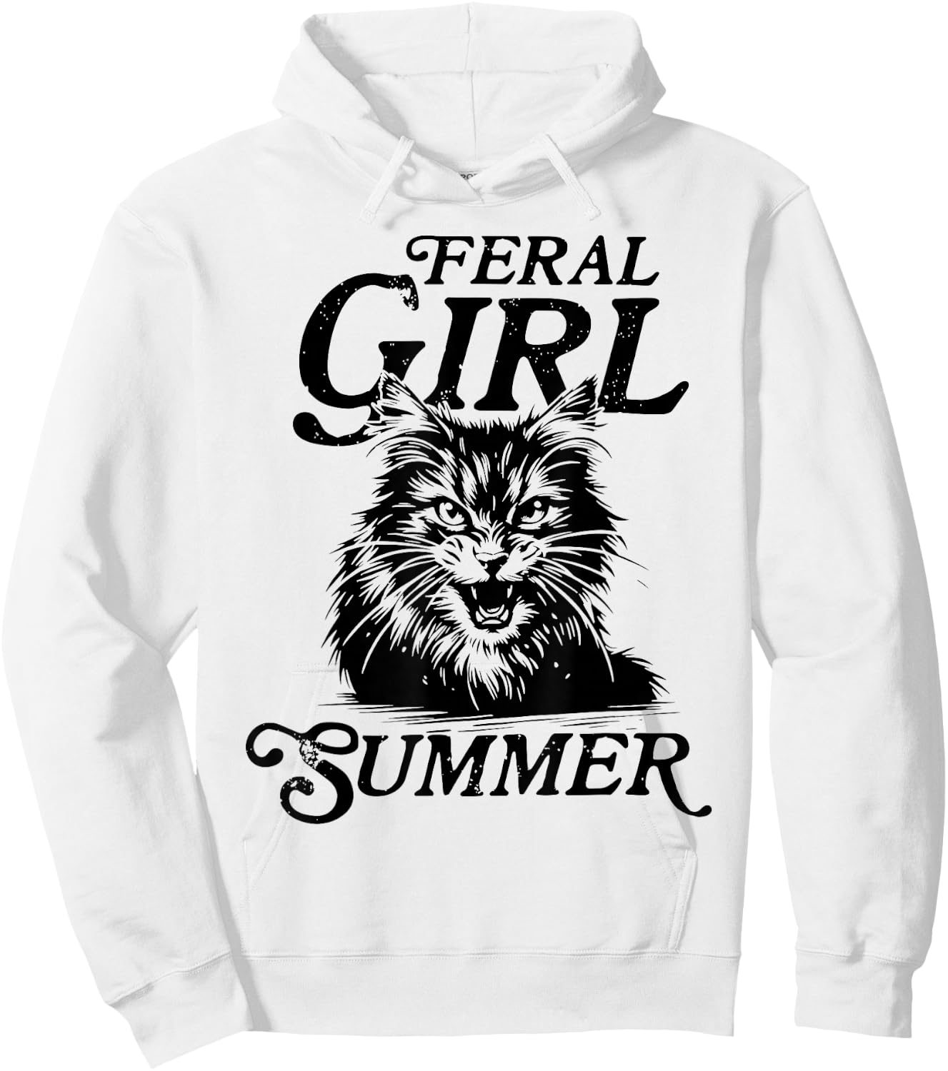 Feral Girl Summer Funny Meme Feral Cat Summer Vacation Funny Hoodie - Hoodie | White
