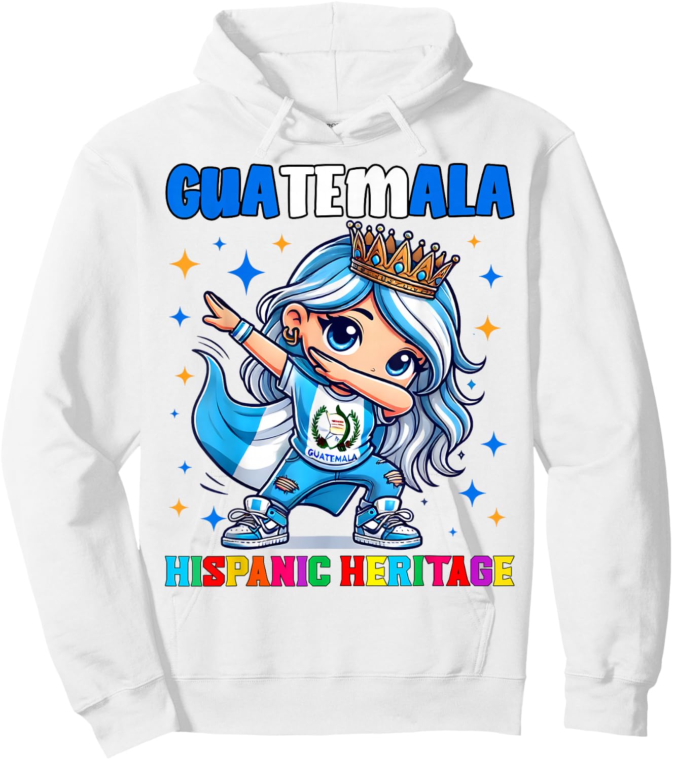 Guatemala Dabbing Girl Hispanic Heritage Celebration Hoodie - Hoodie | White