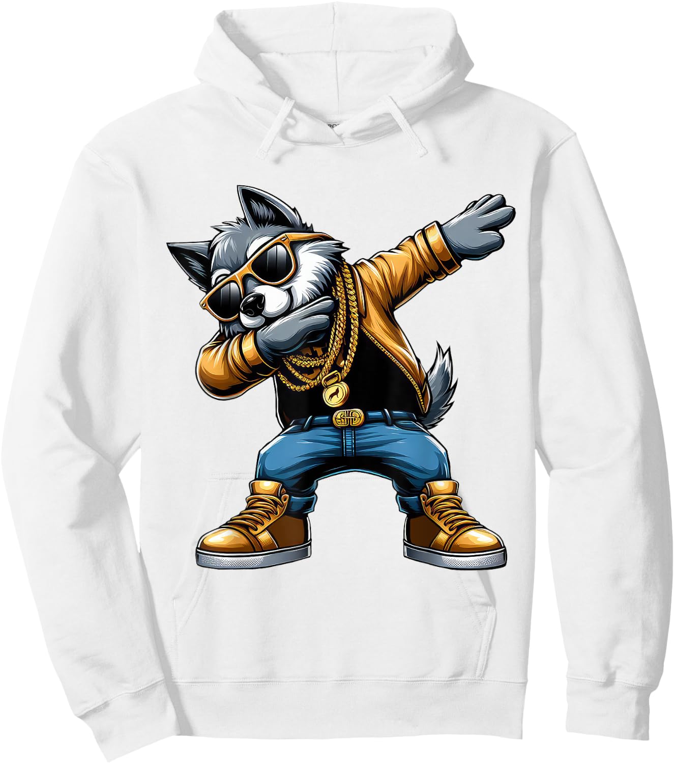 Dabbing Wolf Funny Wolf Dab Dance Boys Girls Kids Hoodie - Hoodie | White
