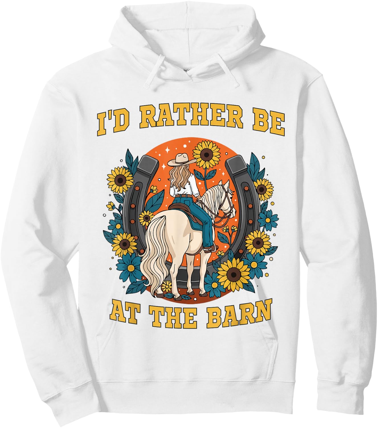 Funny Horse Lover, I'd Rather Be at The Barn Hoodie - Hoodie | White