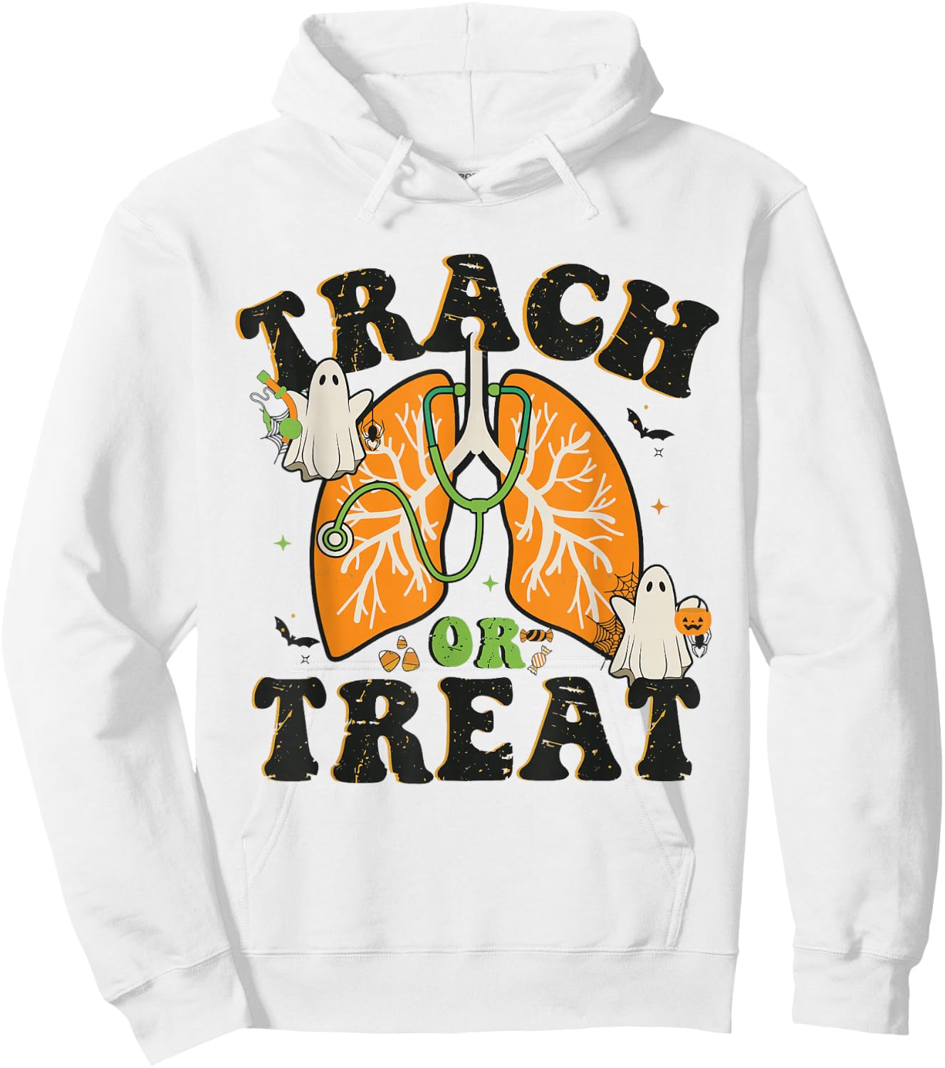 Trach or Treat ICU RN Halloween Nurse Respiratory Therapist Hoodie - Hoodie | White