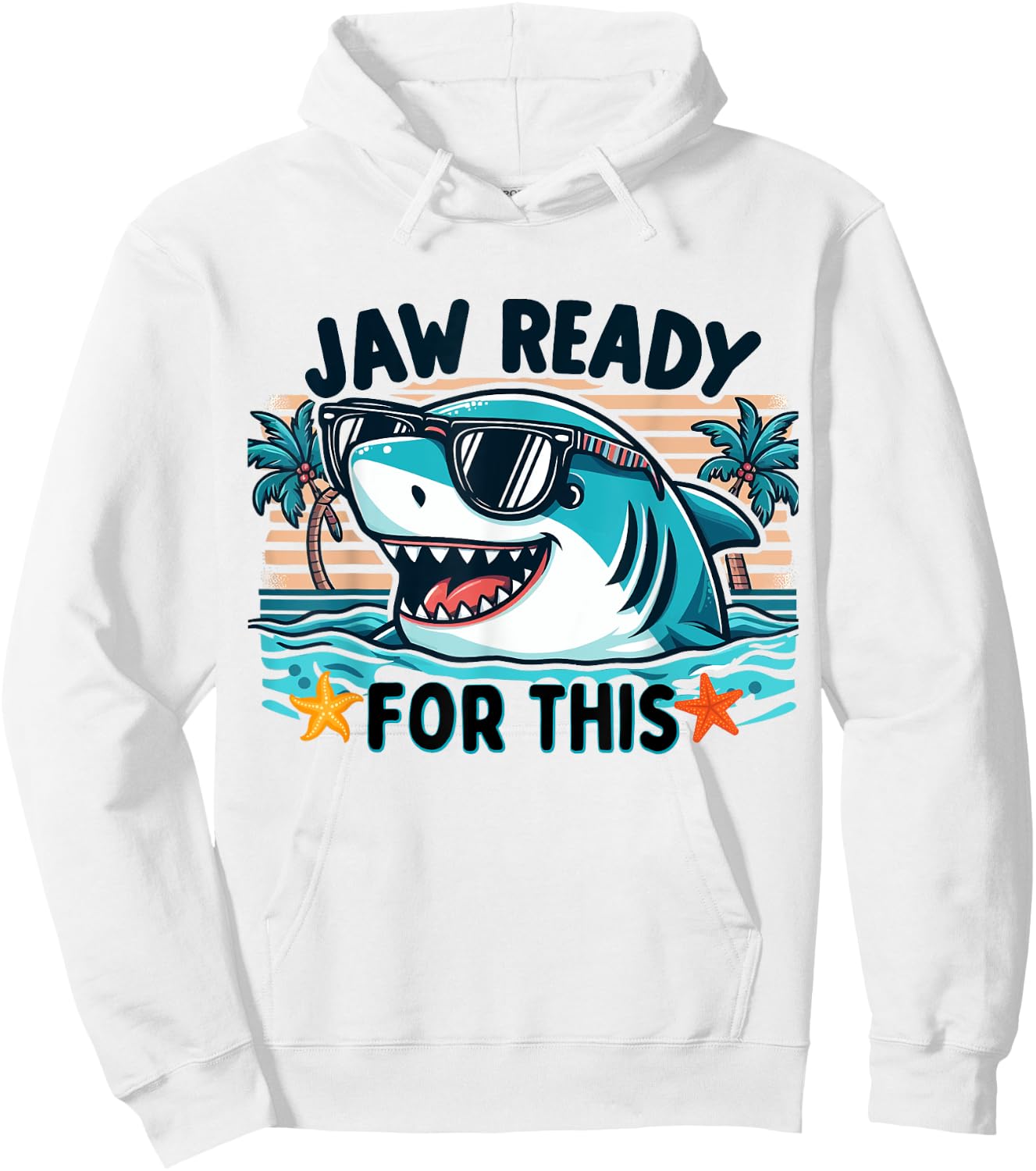 Jaw Ready For This Funny Shark Lover Pun Ocean Wildlife Hoodie - Hoodie | White