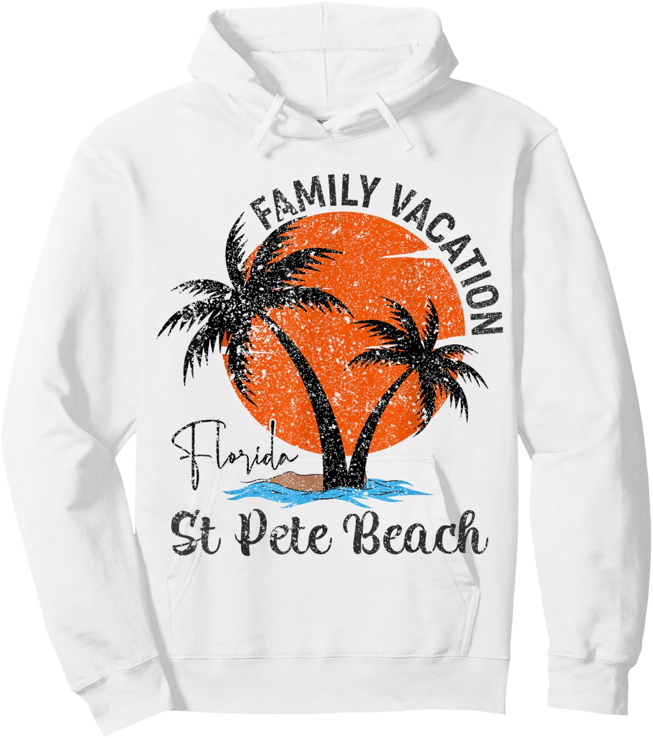 Vintage St Pete Florida Beach Palm Tree Family Vacation Men Women Kids Hoodie - Hoodie | White