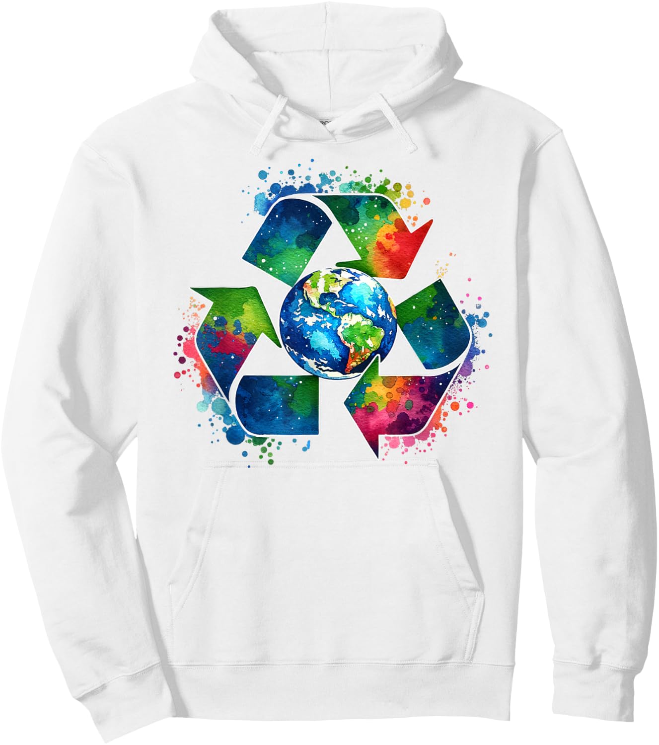 Recycle Symbol with Earth Supporting Earth Day Every Day Hoodie - Hoodie | White