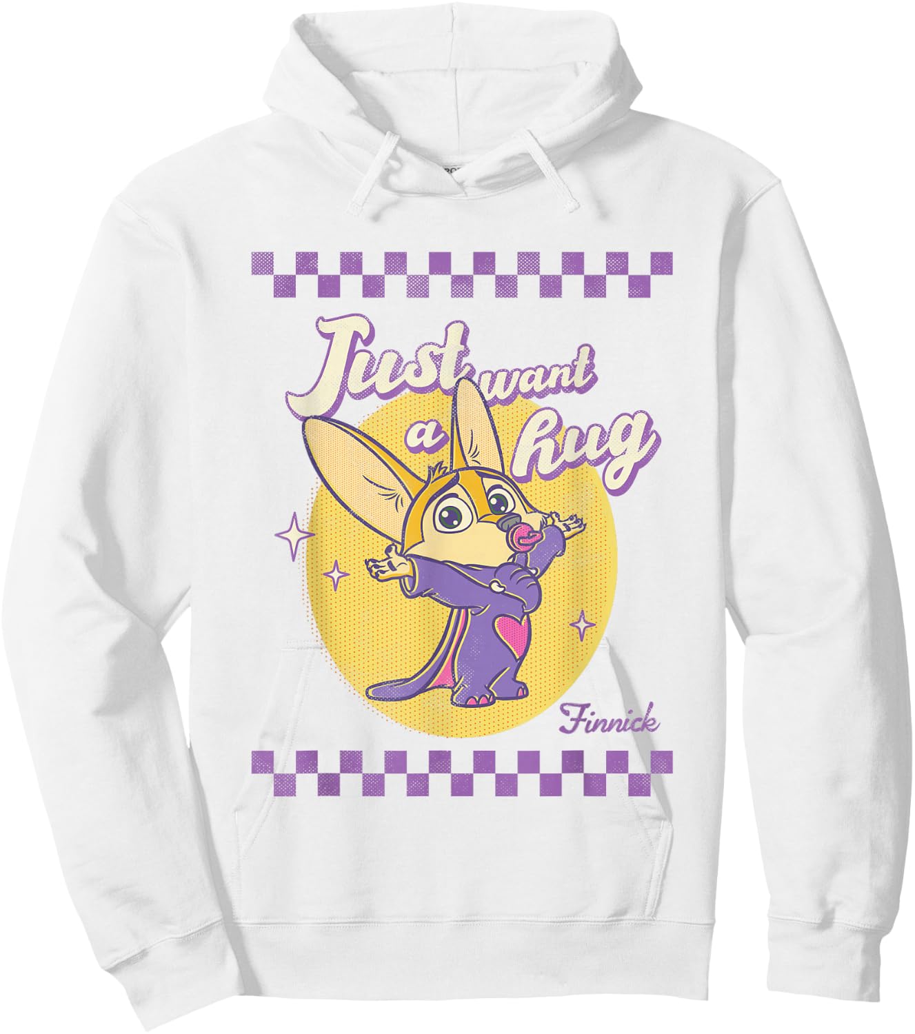 Disney Zootopia Finnick Just Want A Hug Chest Retro Poster Hoodie - Hoodie | White