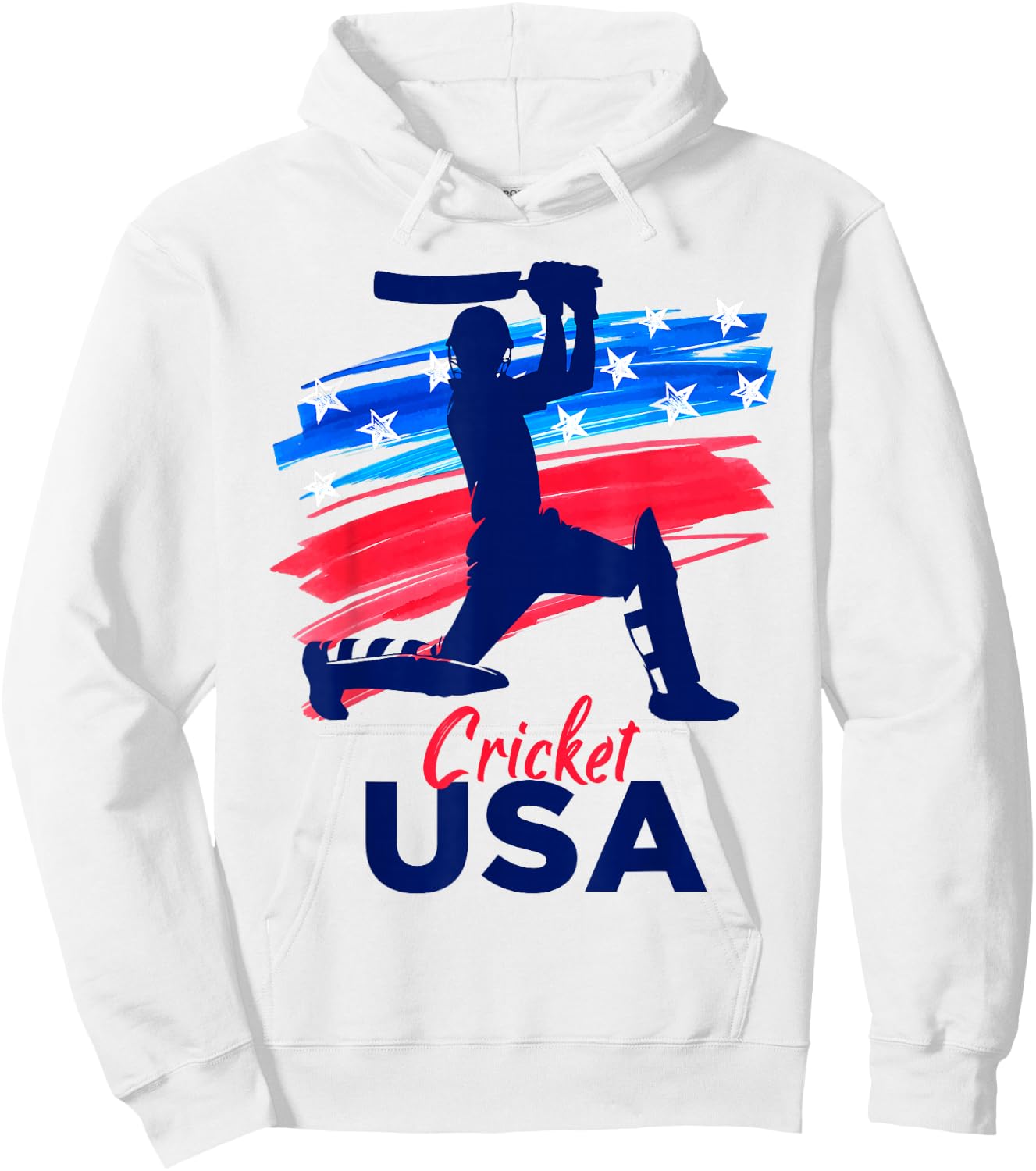 Cricket Support Team Flag USA Batsman Bowler American Hoodie - Hoodie | White