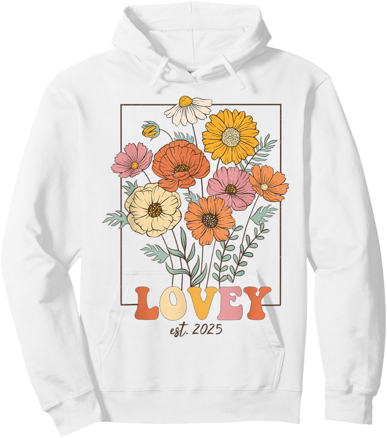 Wildflowers Lovey Pregnancy Announcement Lovey Est 2025 Hoodie - Hoodie | White