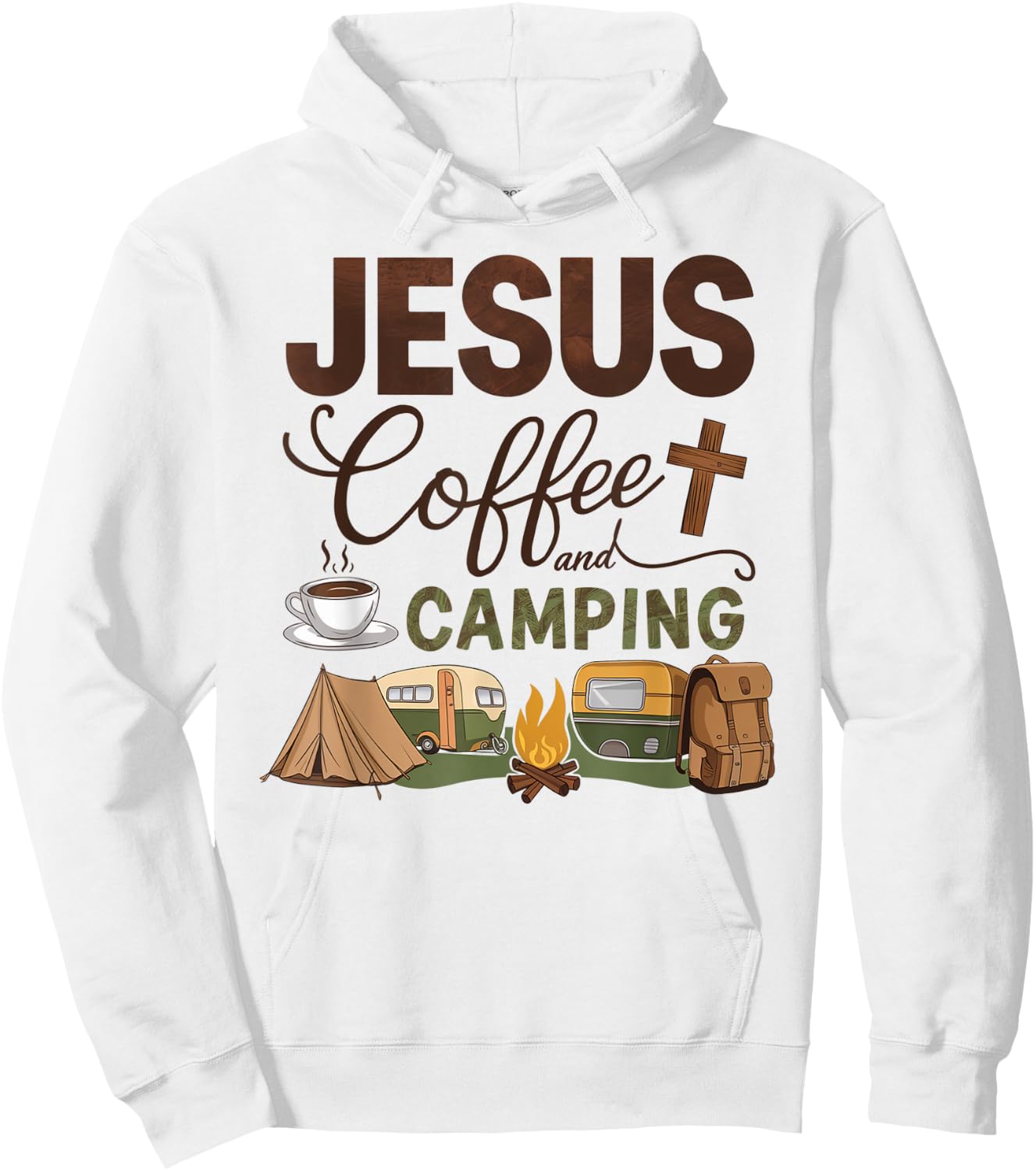 Jesus Coffee And Camping Hoodie - Hoodie | White