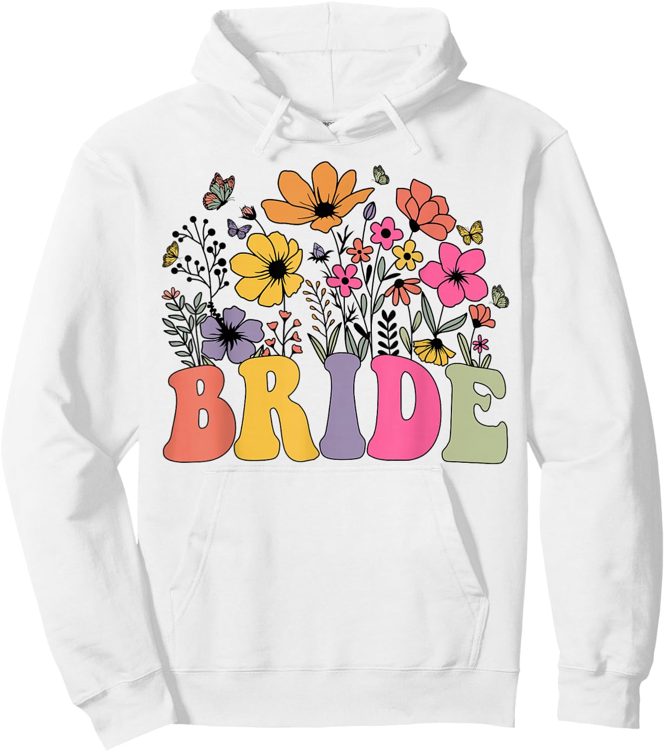 Floral Bride Bridesmaid Wildflowers Groovy Bachelorette Hoodie - Hoodie | White