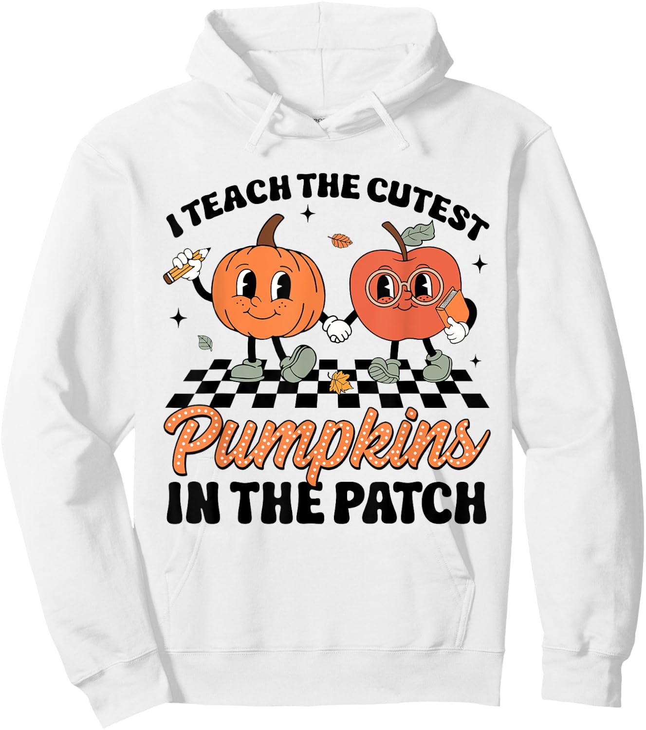 I Teach The Cutest Pumpkins In The Patch Groovy Teacher Fall Women Kids Hoodie - Hoodie | White