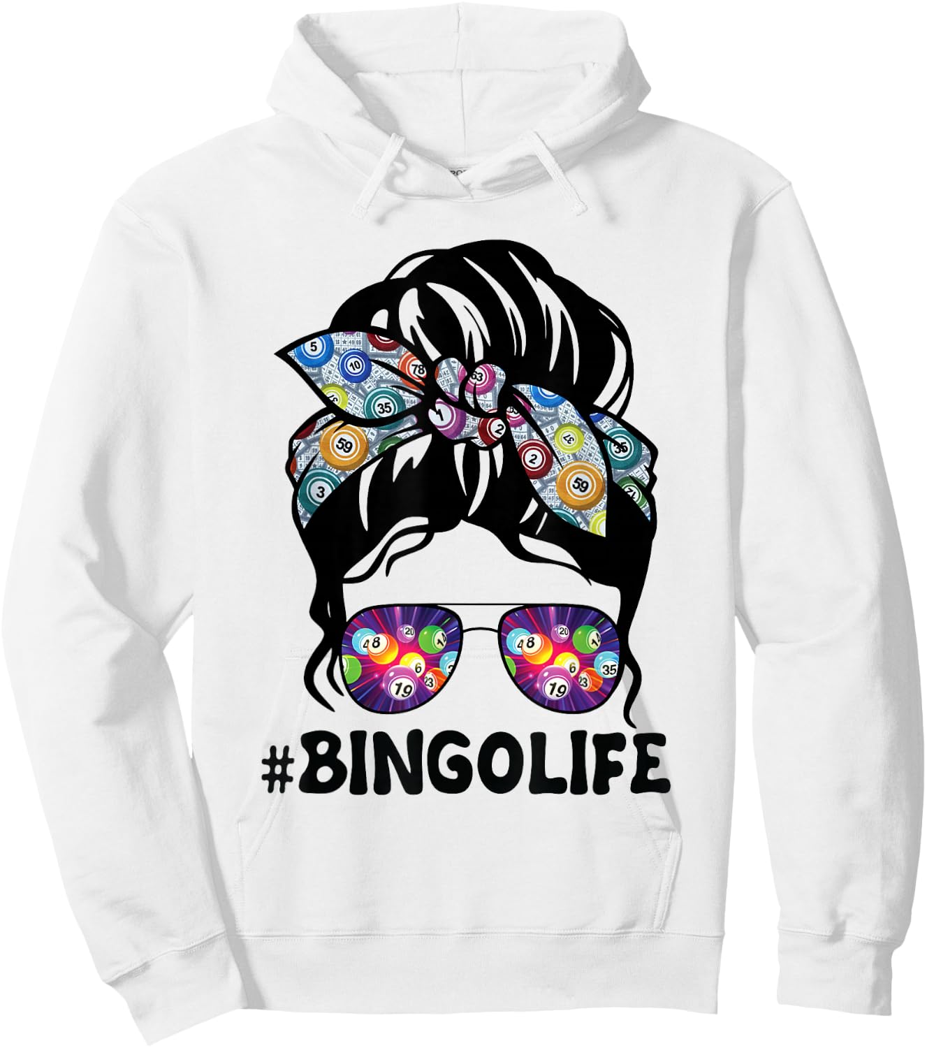 Bingo Life Messy Bun Women Bingo Lover Grandma Mothers Day Hoodie - Hoodie | White