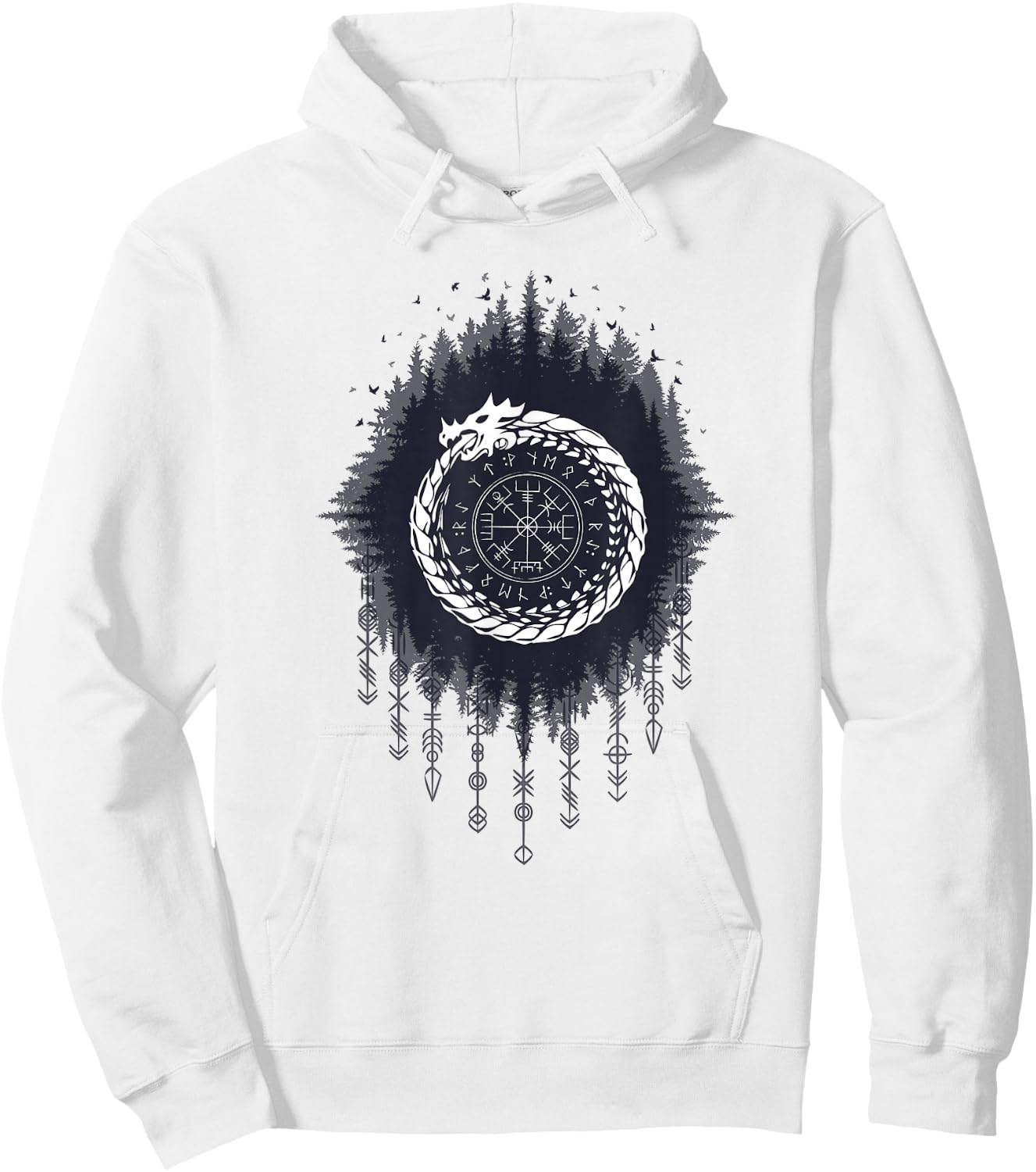 Ouroboros Snake Devouring Itself Viking Runes Cycle of Life Hoodie - Hoodie | White