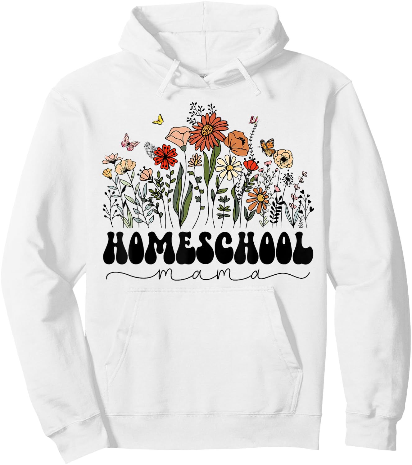 Retro Groovy Homeschool Mama Mom Flowers Teacher Mothers Day Women Girls Kids Hoodie - Hoodie | White