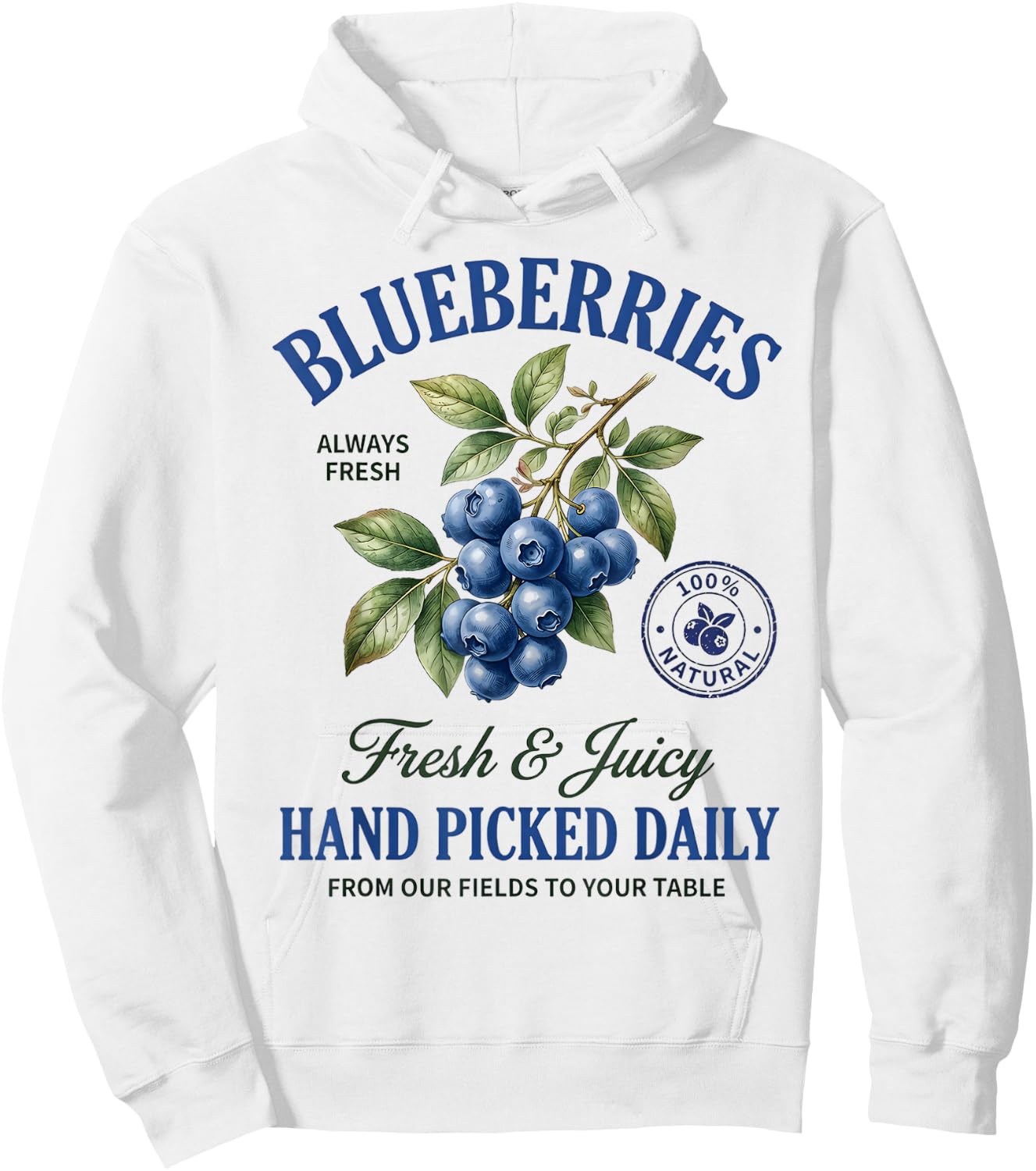 Fresh Blueberries Hand Picked Vintage Blueberry Summer Fruit Hoodie - Hoodie | White